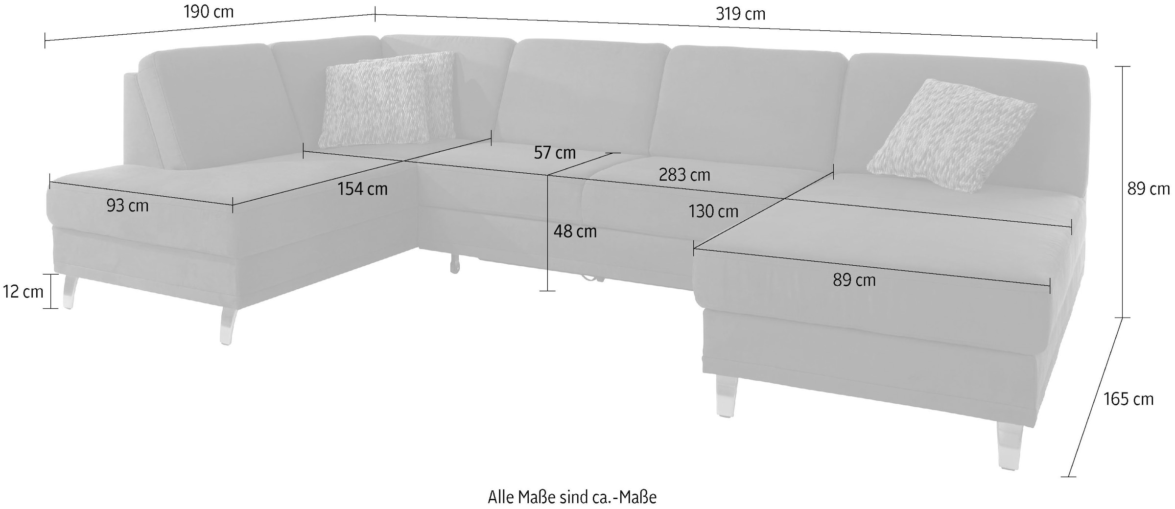sit&more Wohnlandschaft »Clio U-Form«, wahlweise mit Bettfunktion und Bettkasten, inklusive Federkern