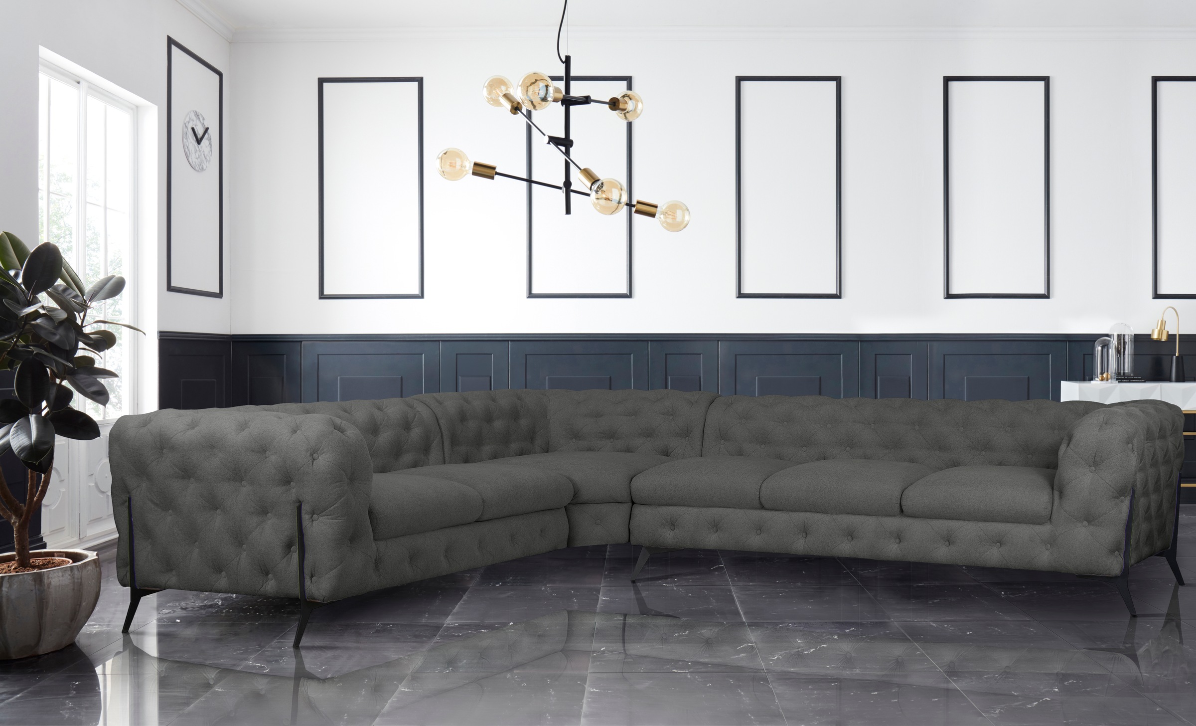 Home affaire Chesterfield-Sofa »Amaury L-Form« großes Ecksofa, Chesterfield günstig online kaufen