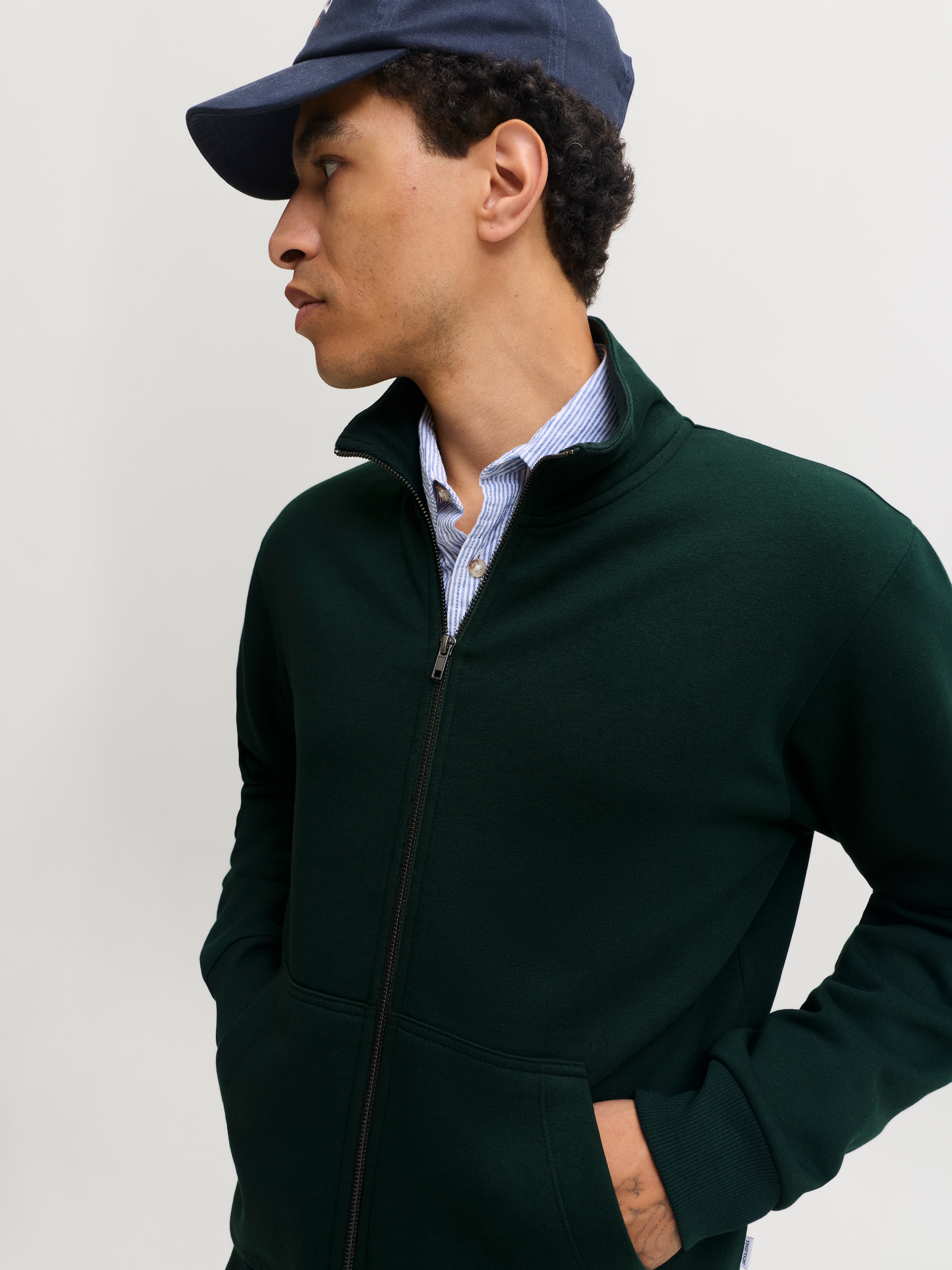 Jack & Jones Sweatjacke »JJEBRADLEY SWEAT ZIP HN NOOS« Materialmix, regular fit