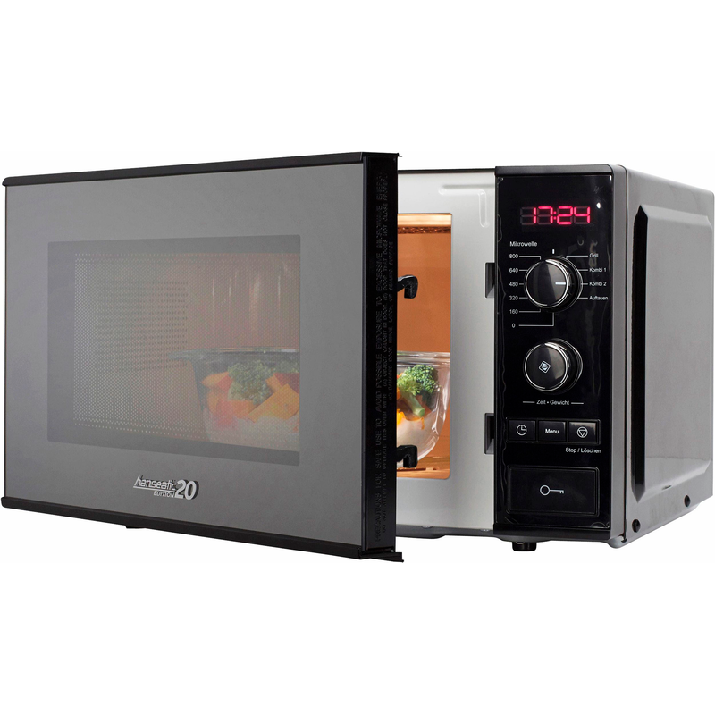 HANSEATIC Mikrowelle »63147329« Grill 800 W Grill, 9 Automatikprogramme, Auftaufunktion schwarz