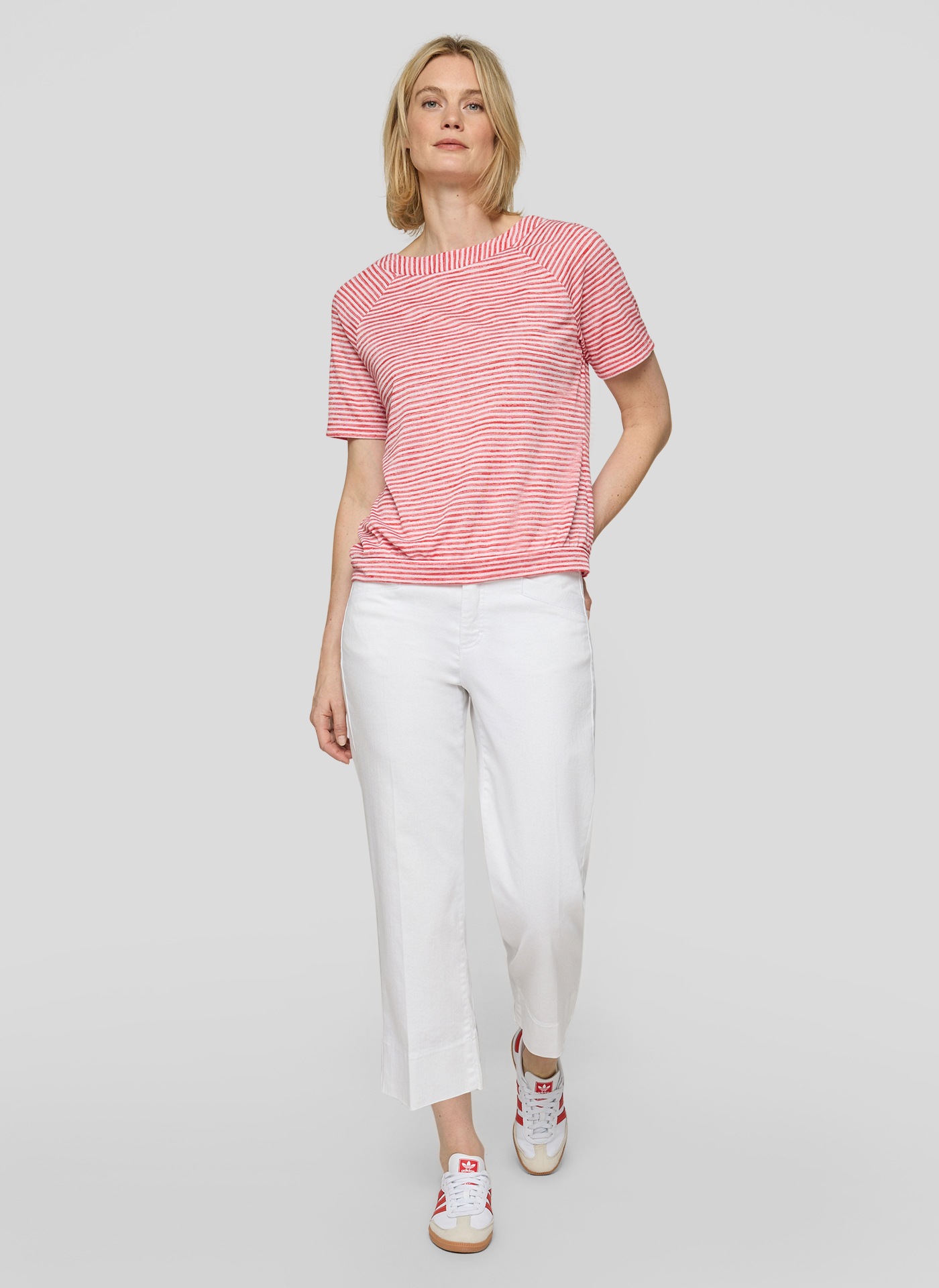 Rabe Kurzarmshirt im Streifen-Look und mit Rundhals