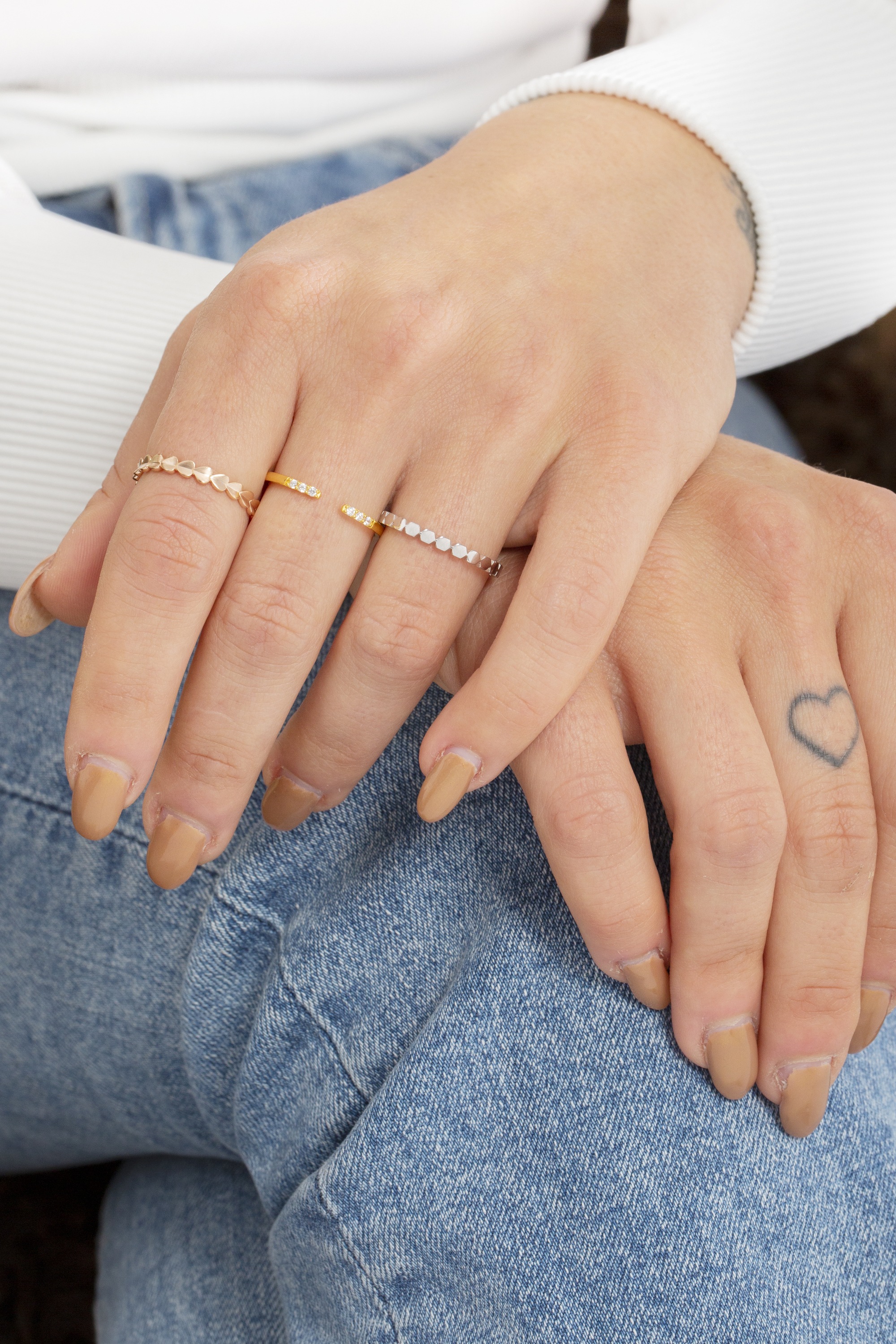 CAÏ Fingerring »925/- Sterling Silber rosévergoldet Herz Stacking«