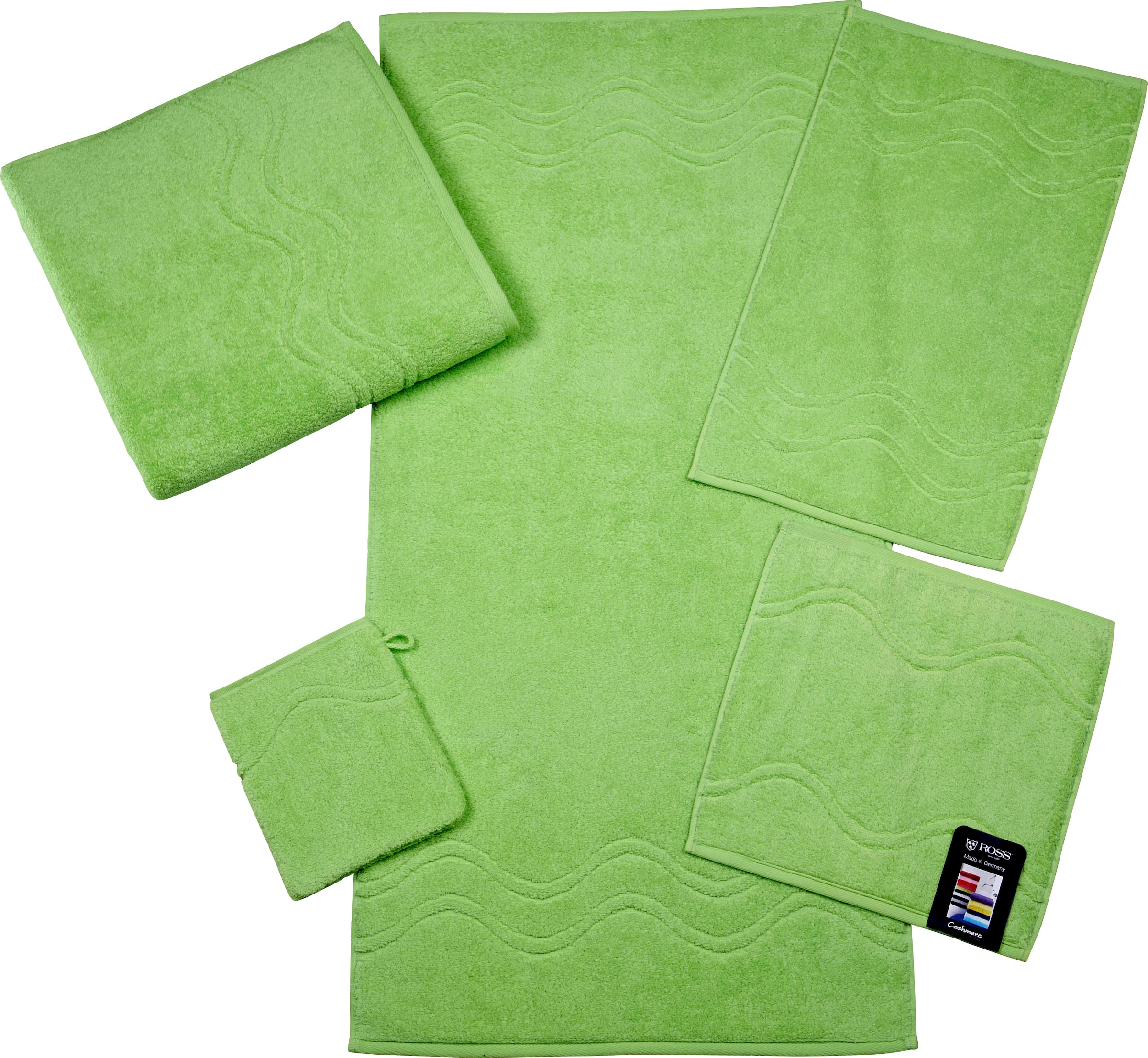 ROSS Handtuch »Cashmere feeling«, (Packung, 2 St.), 100% Baumwolle, mit Wellen-Bordüre, große Farbauswahl