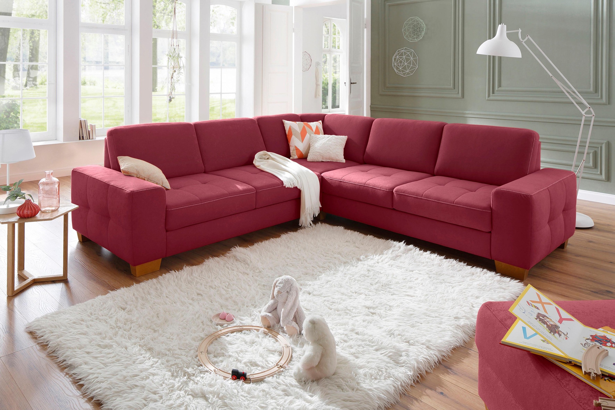 Home affaire Ecksofa »Puccini L-Form«, mit Federkern, Sitztiefenverstellung, Kontrastnaht
