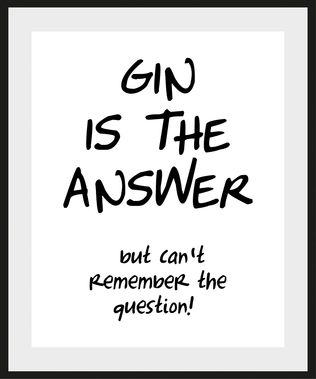 queence Bild »GIN IS THE ANSWER«, Schriftzug-Humor-Sprüche & Texte-Schwarz- günstig online kaufen