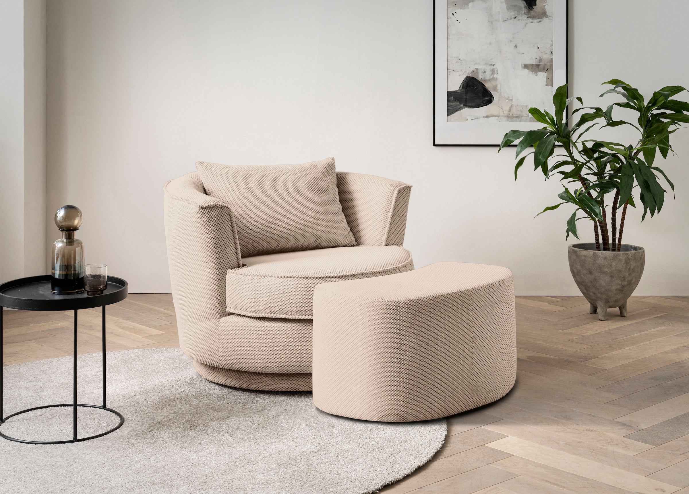 Leonique Drehsessel "MAISIE, Love Seat,Lese-Sessel,Sessel-Set, mit Hocker", günstig online kaufen