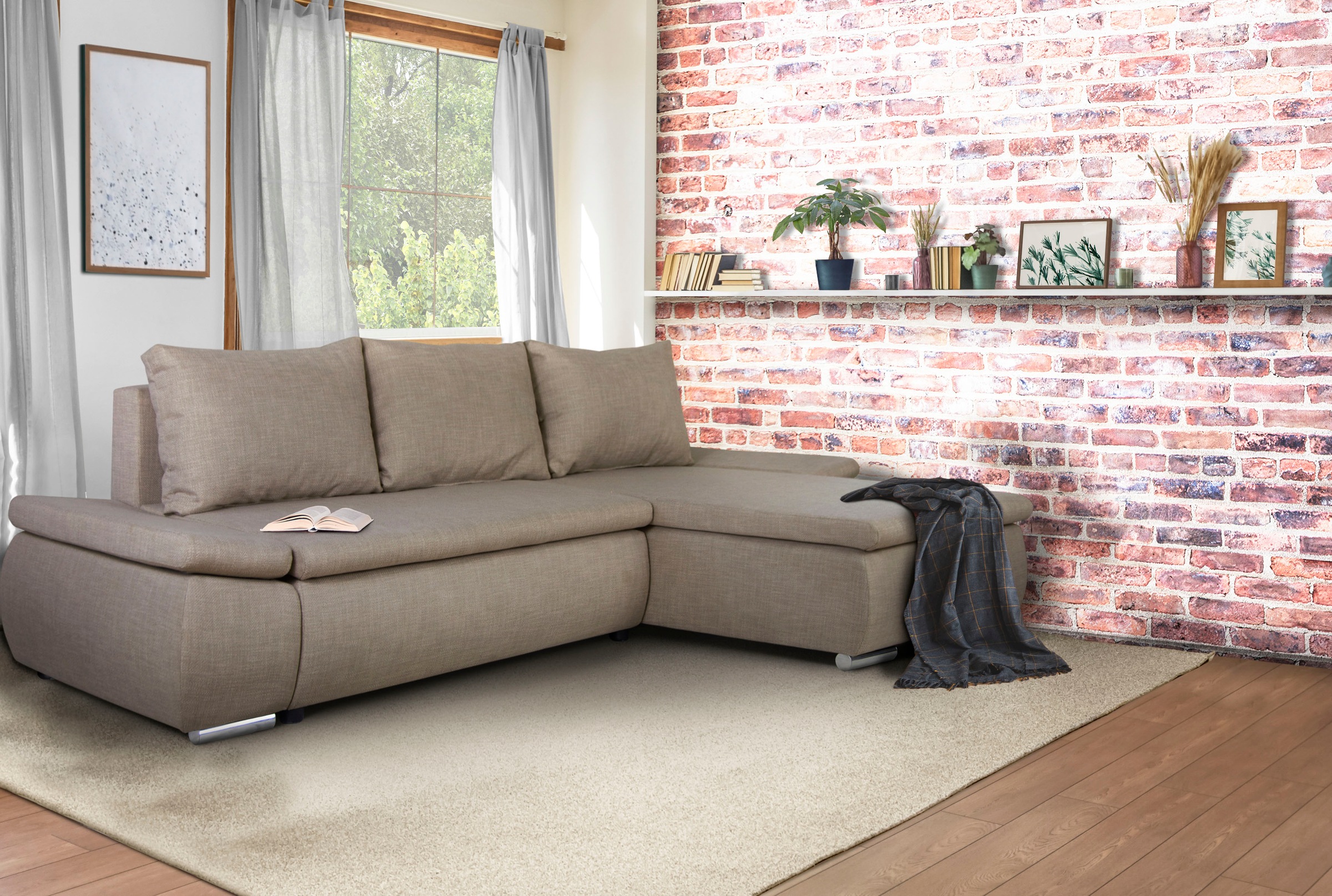Home affaire Ecksofa Acra L-Form, mit Bettfunktion und Bettkasten, in Matte günstig online kaufen