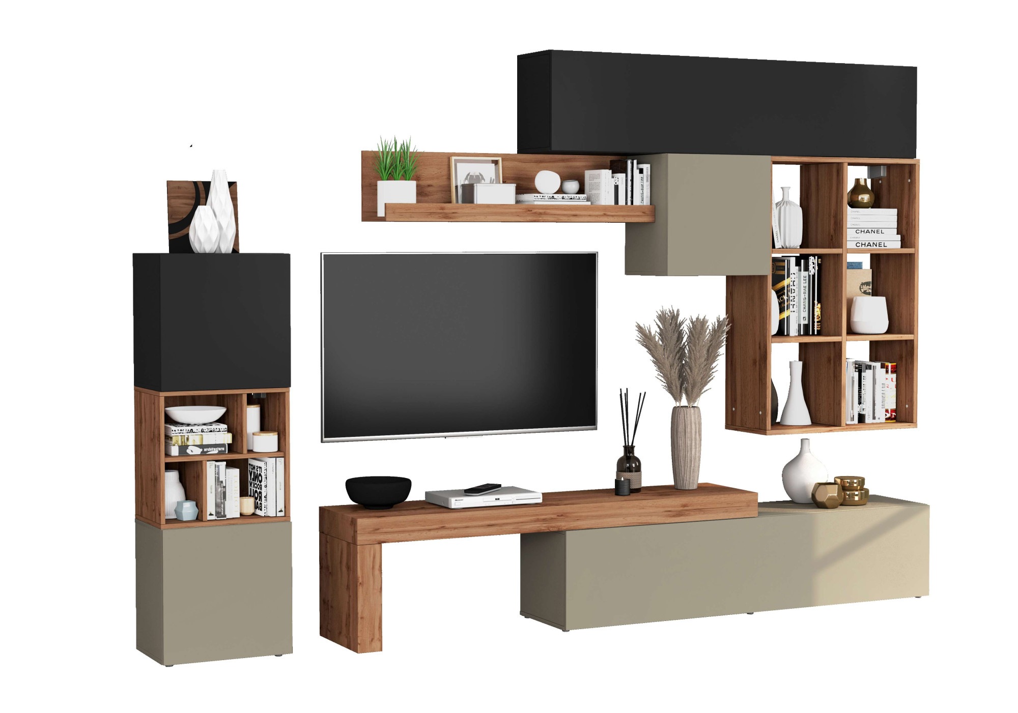 INOSIGN Wohnwand »Chronos Wohnwand, Medienwand, 8-er set«, (Set, 8 St.), ca günstig online kaufen