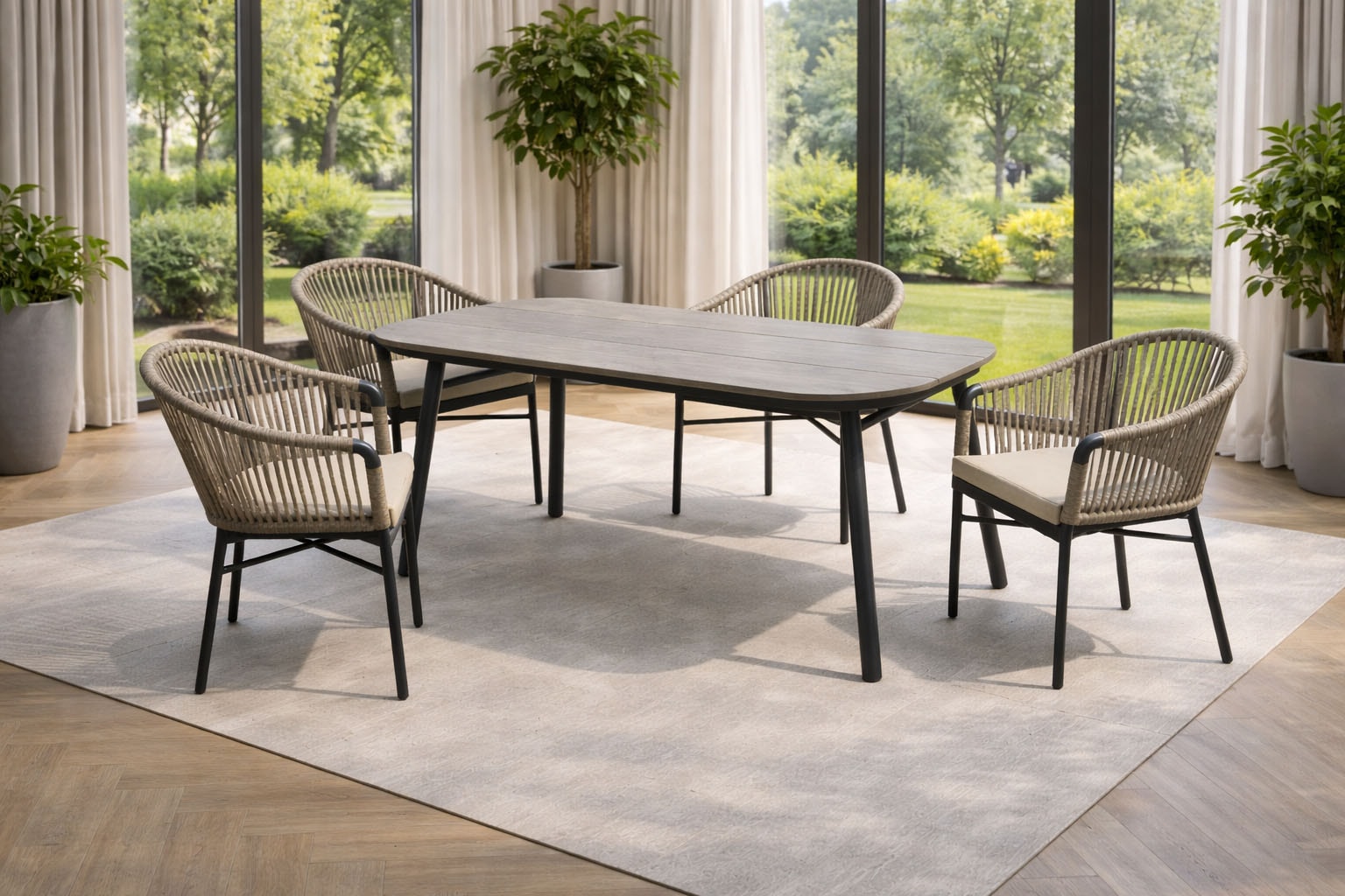Destiny Garten-Essgruppe »TORNO SAN MARINO« Set, 5 tlg. Essgruppe 4 Se + Tisch 180x90 cm OV, anth.