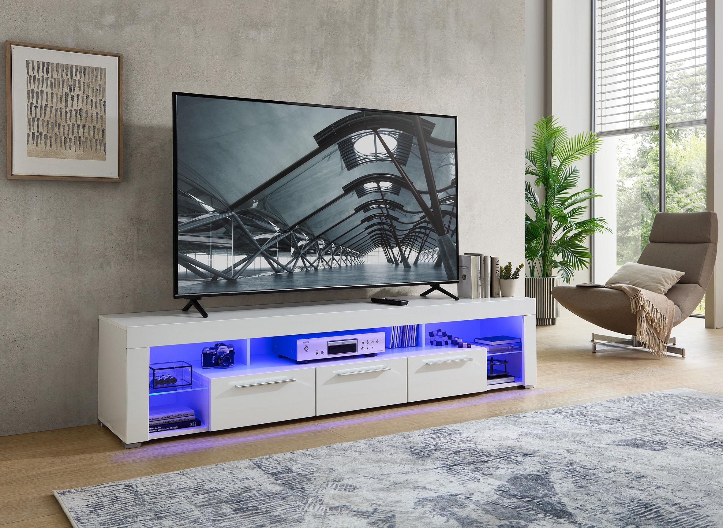 Stolkom TV-Schrank »Goal« 3 Schubkästen, 5 offenen Fächern, Stellmaß 200/44/44 cm