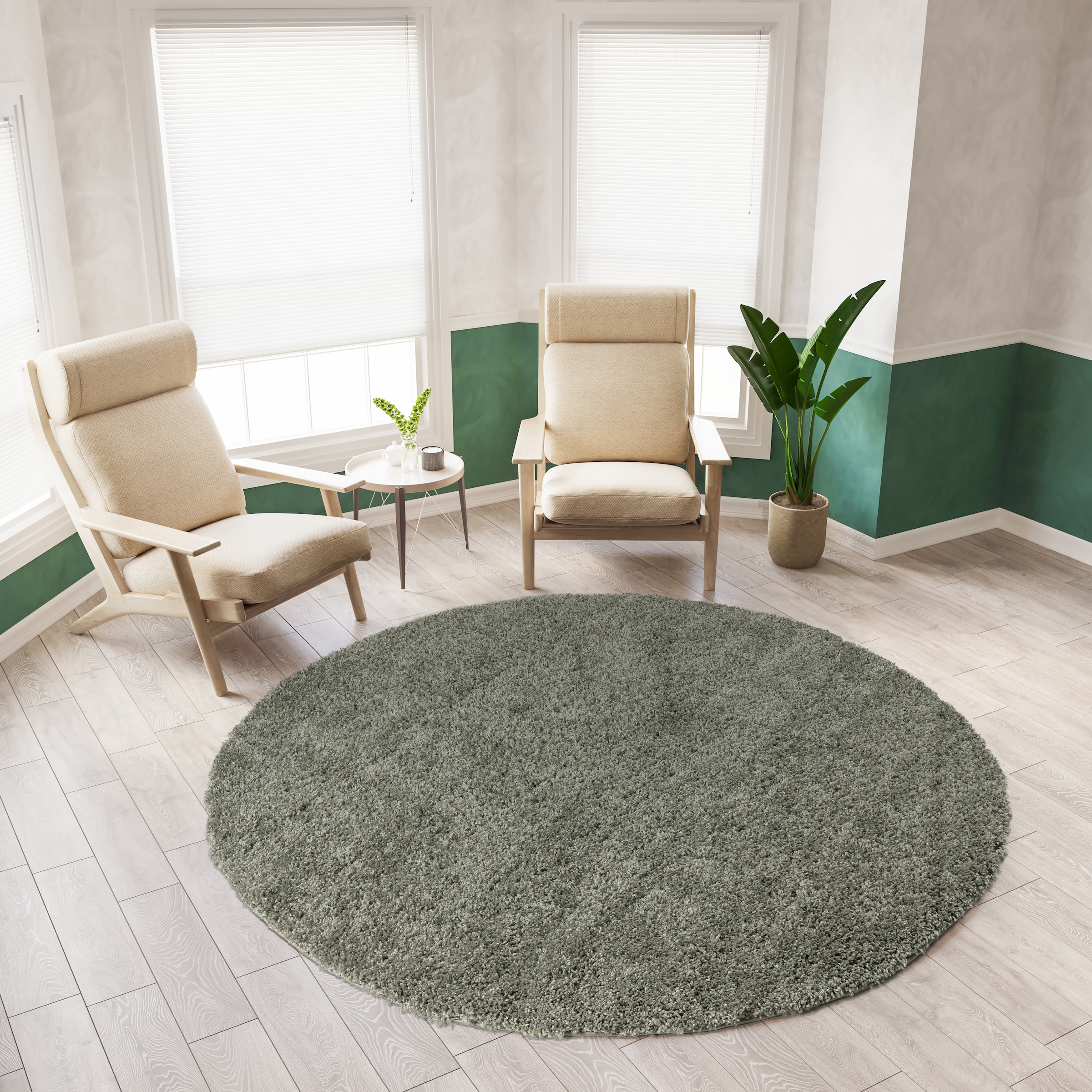 OTTO home Teppich »Viva rund« rund 45 mm Höhe Uni-Farben, einfarbig, besonders weich und kuschelig, Wohnzimmer