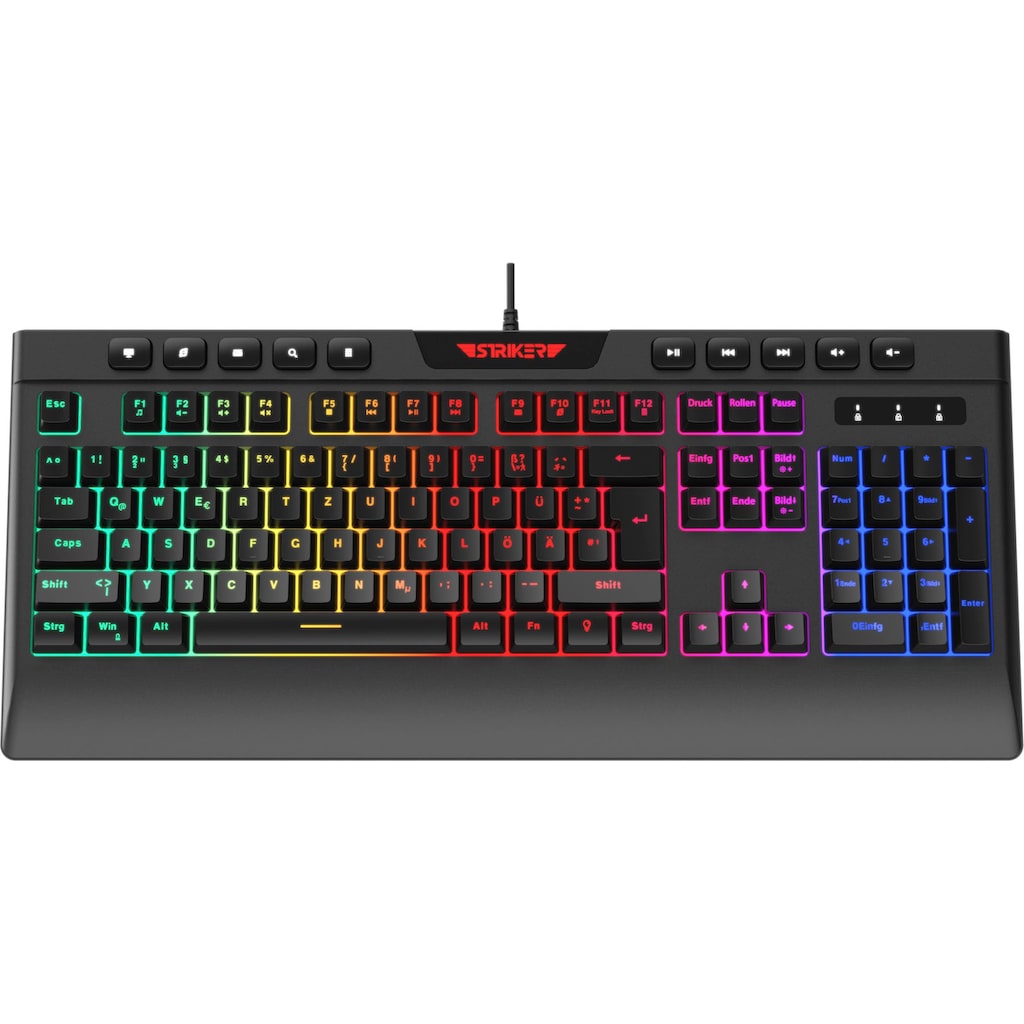 Hyrican Gaming-Tastatur »Striker ST-GKB8115 (Anti-Ghosting, Multimedia-Tasten, RGB)«, (Fn-Tasten-USB-Anschluss-Multimedia-Tasten)