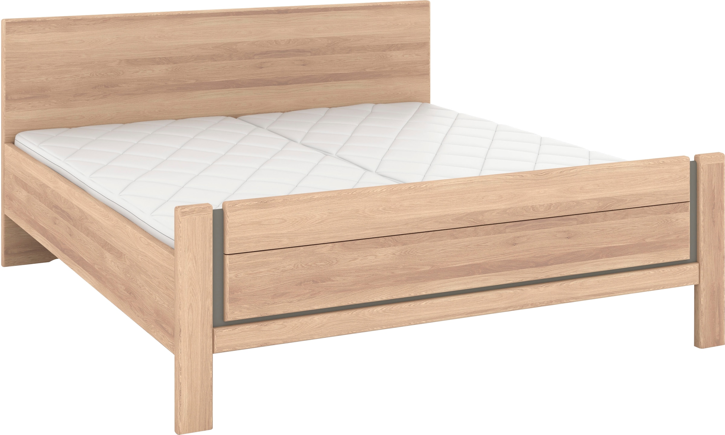 Musterring Holzbett »Sorrent, Bettgestell, Bettrahmen, teilmassiv Eiche«, (MADE IN GERMANY), Eiche teilmassiv, Liegehöhenverstellung, Stollenfußteil