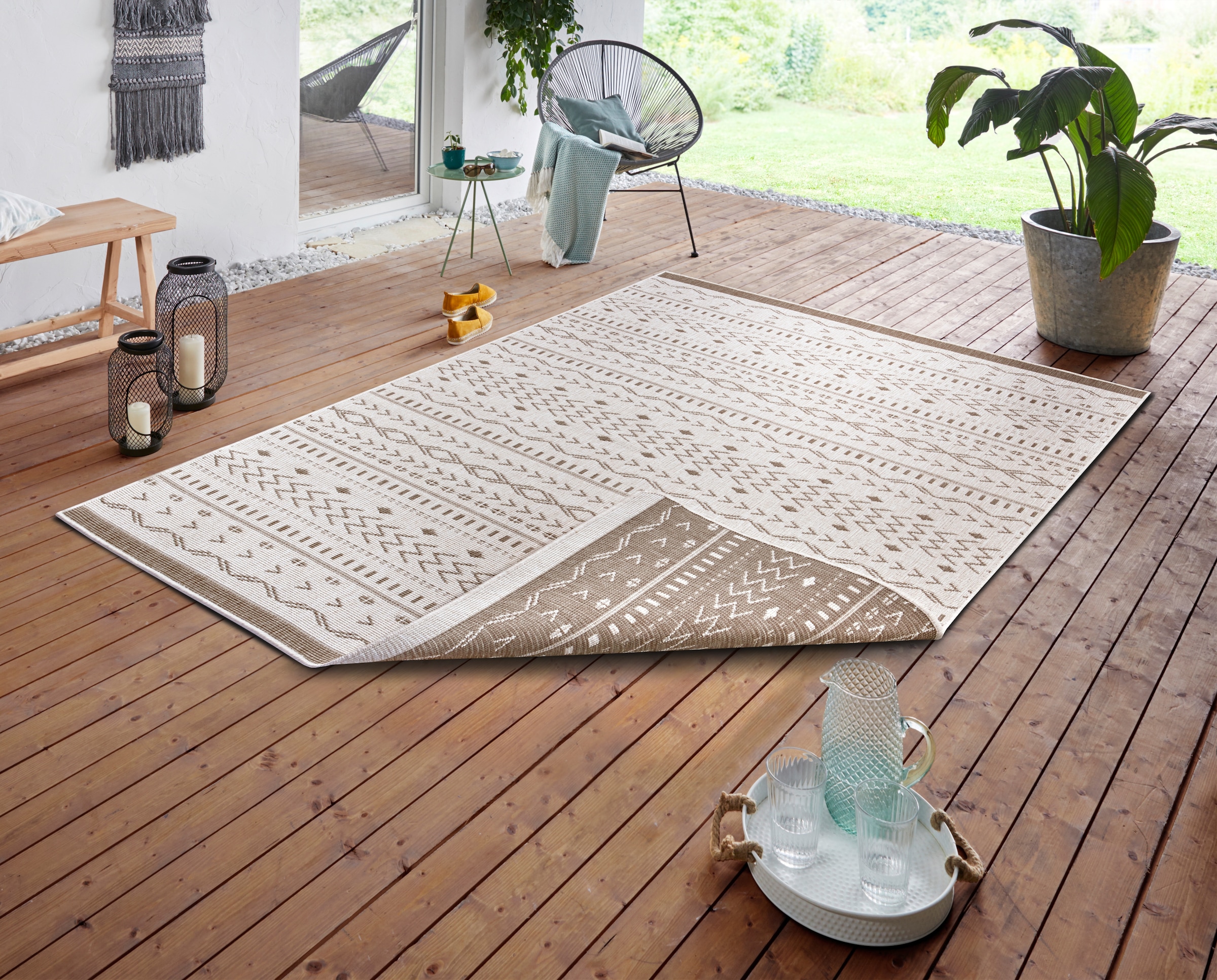 NORTHRUGS Teppich »Kuba Wendeteppich«, rechteckig, 5 mm Höhe, In-& Outdoor, günstig online kaufen