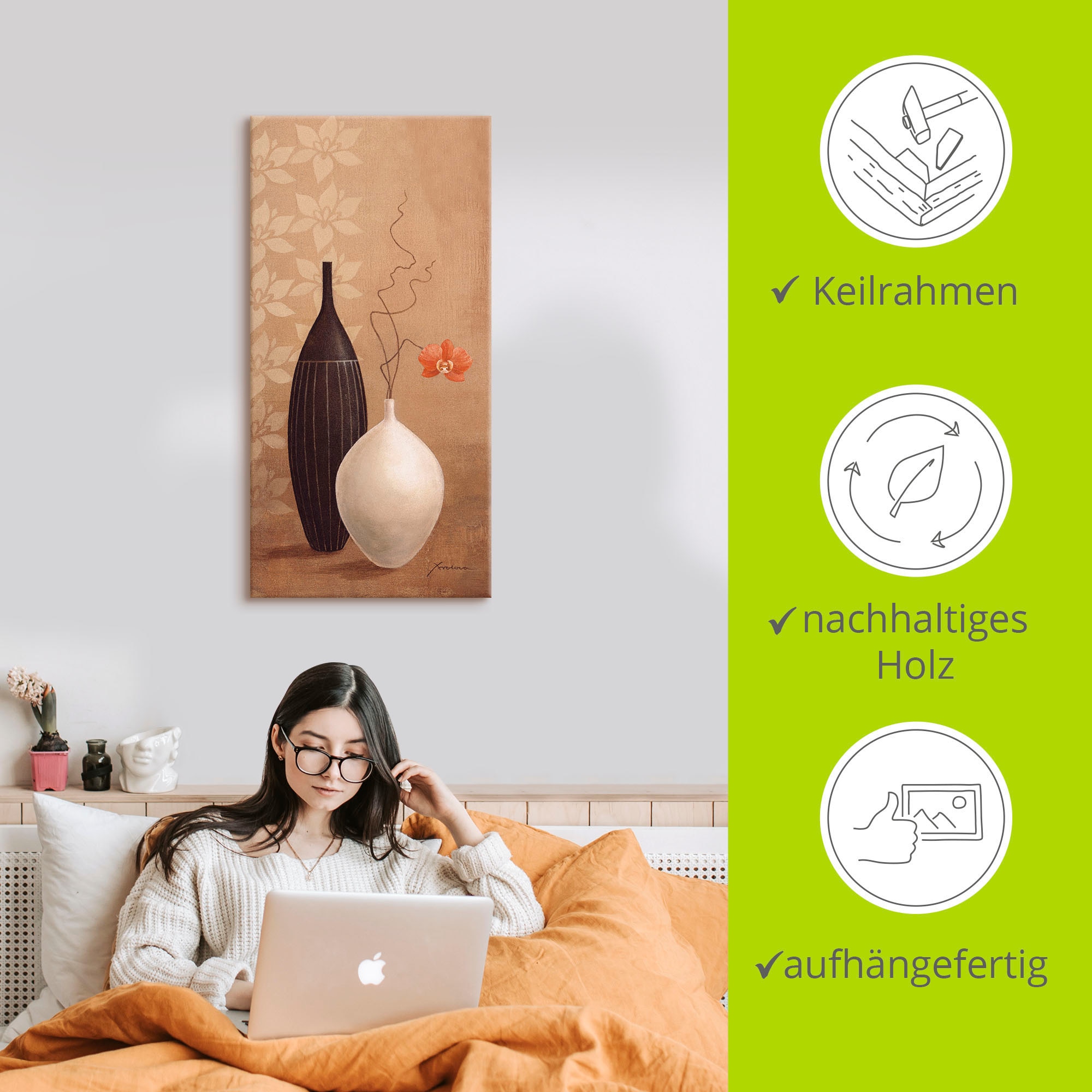 Artland Wandbild »Schmalhalsvase«, Vasen & Töpfe, (1 St.), als Alubild, Outdoorbild, Leinwandbild, Wandaufkleber, versch. Größen