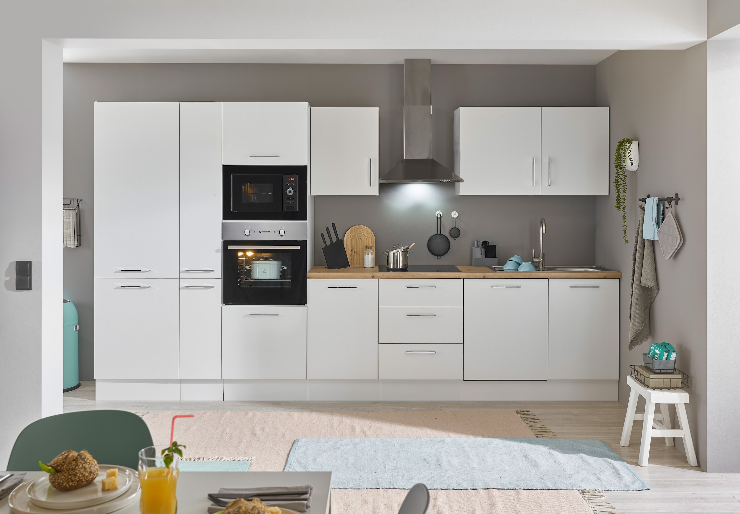 BASIC by Balculina Küchenzeile »Turin«, Breite 370 cm, wahlweise mit E-Geräten