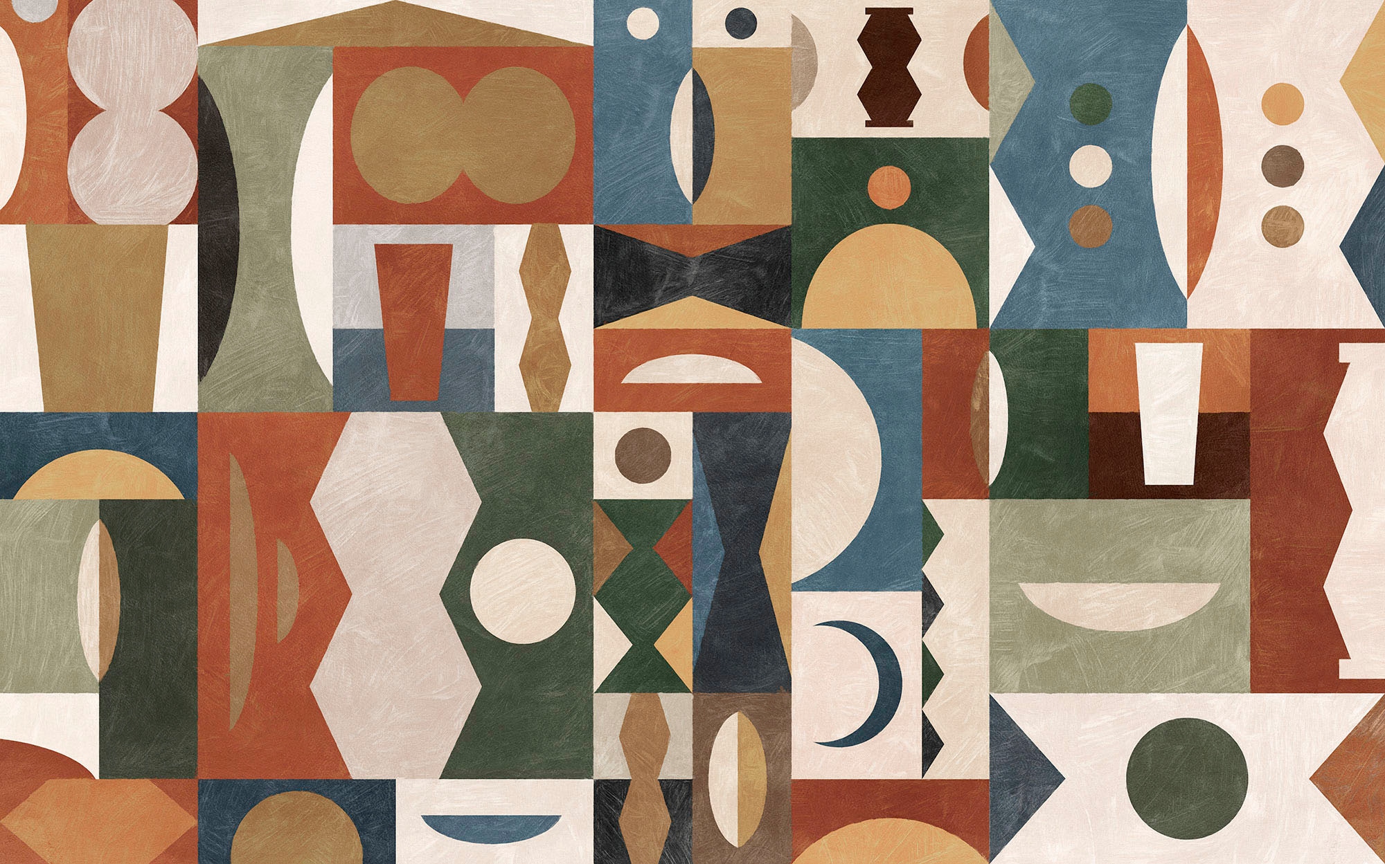 Komar Fototapete »Digitaldruck Vlies - Tribal Tiles - Größe 400 x 250 cm«, bedruckt, Wohnzimmer, Schlafzimmer