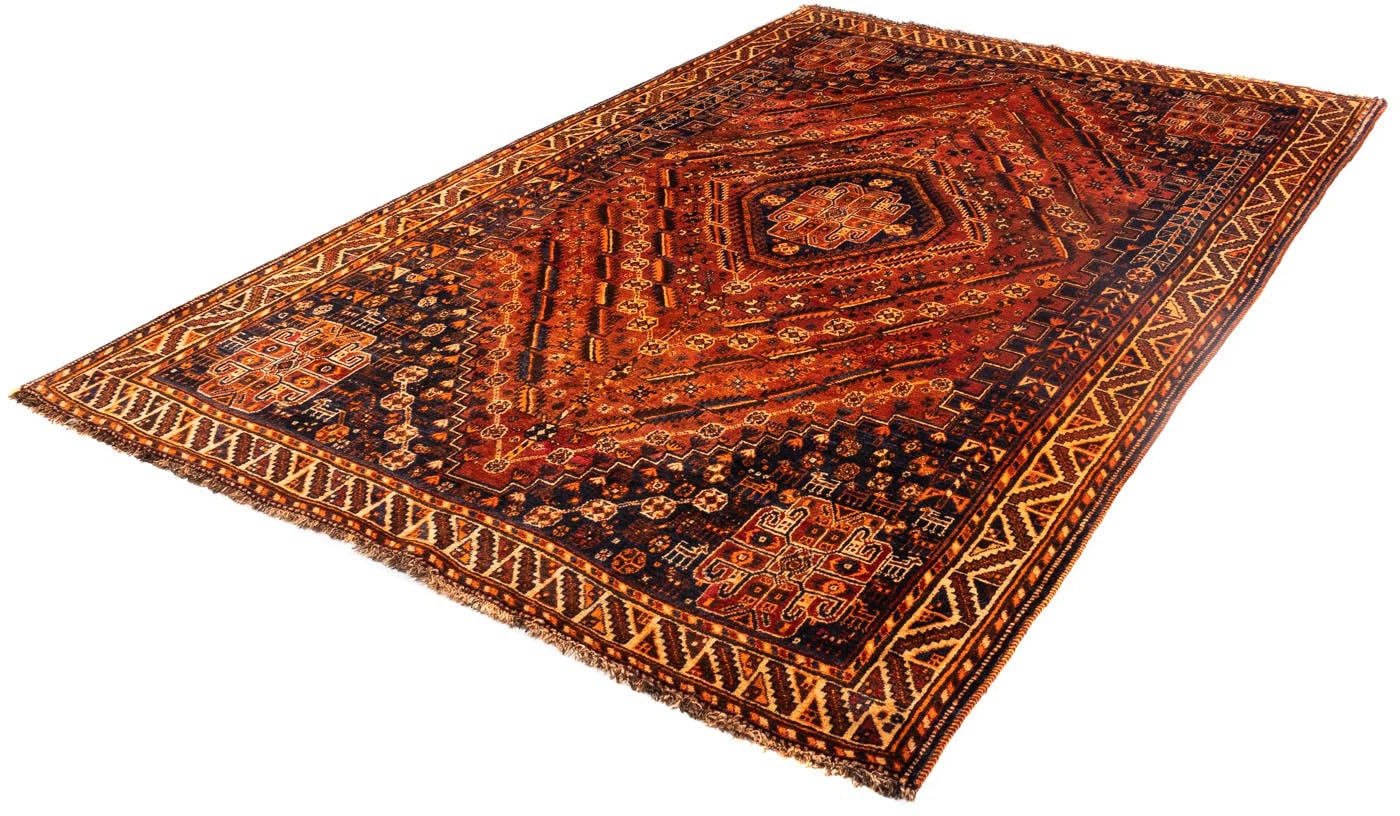 Wollteppich „Shiraz Medaillon 275 x 175 cm“, rechteckig, Unikat mit Zertifikat Dunkelrot 1 mm B/L: 175 cm x 275 cm – 1 mm