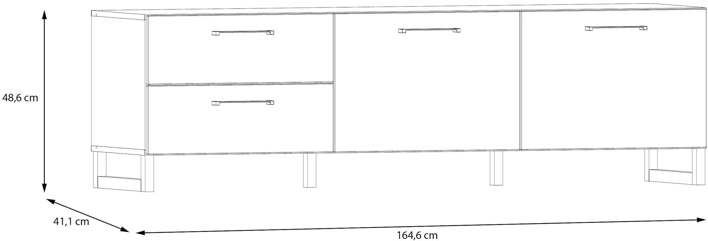 FORTE Lowboard »SilbaTV-Board, TV-Schrank«, Breite ca. 164,4 cm