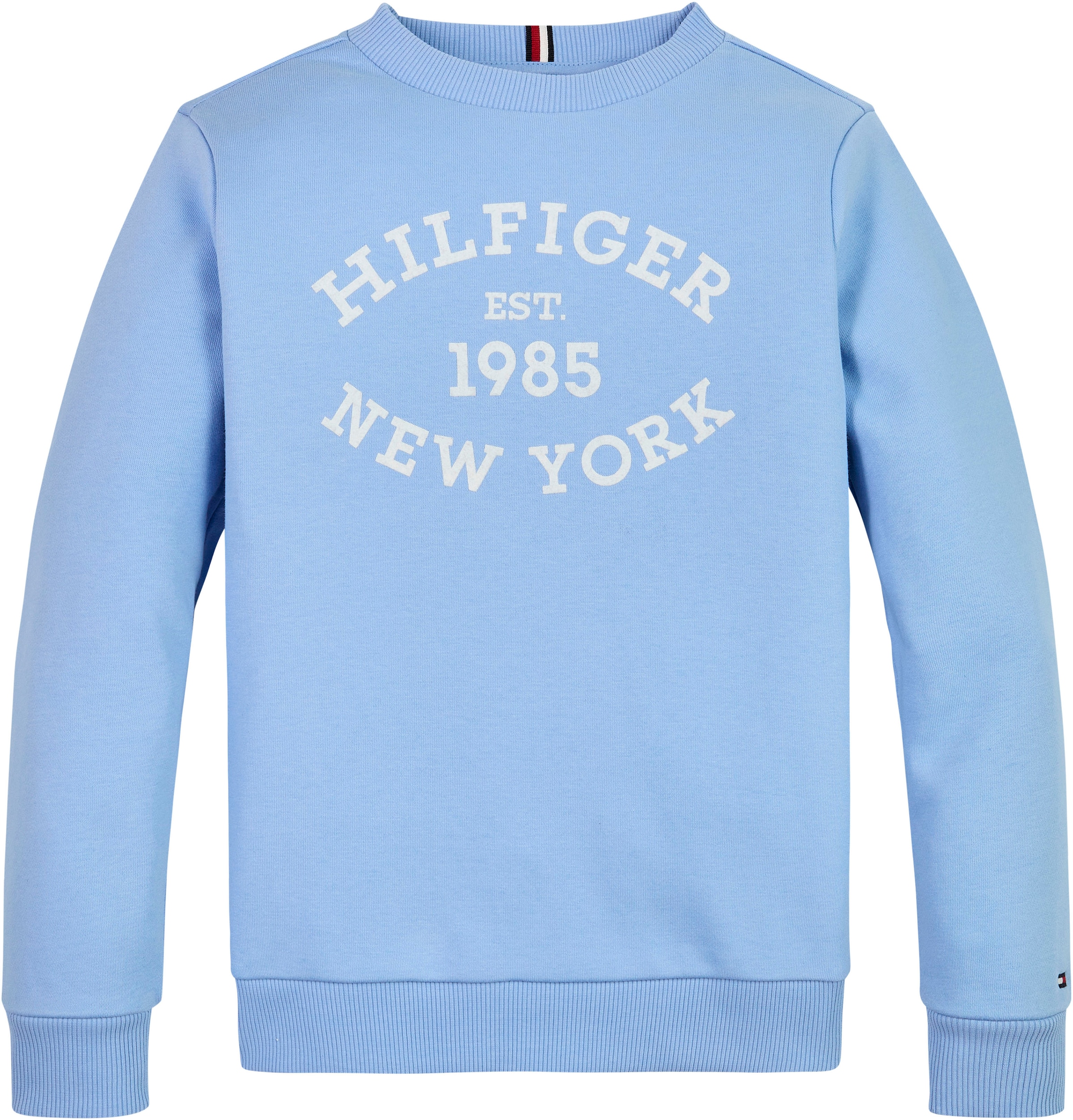 Tommy Hilfiger Sweatshirt »MONOTYPE FLOCK REG SWEATSHIRT«, Kinder bis 16 Jahre mit Logoschirftzug