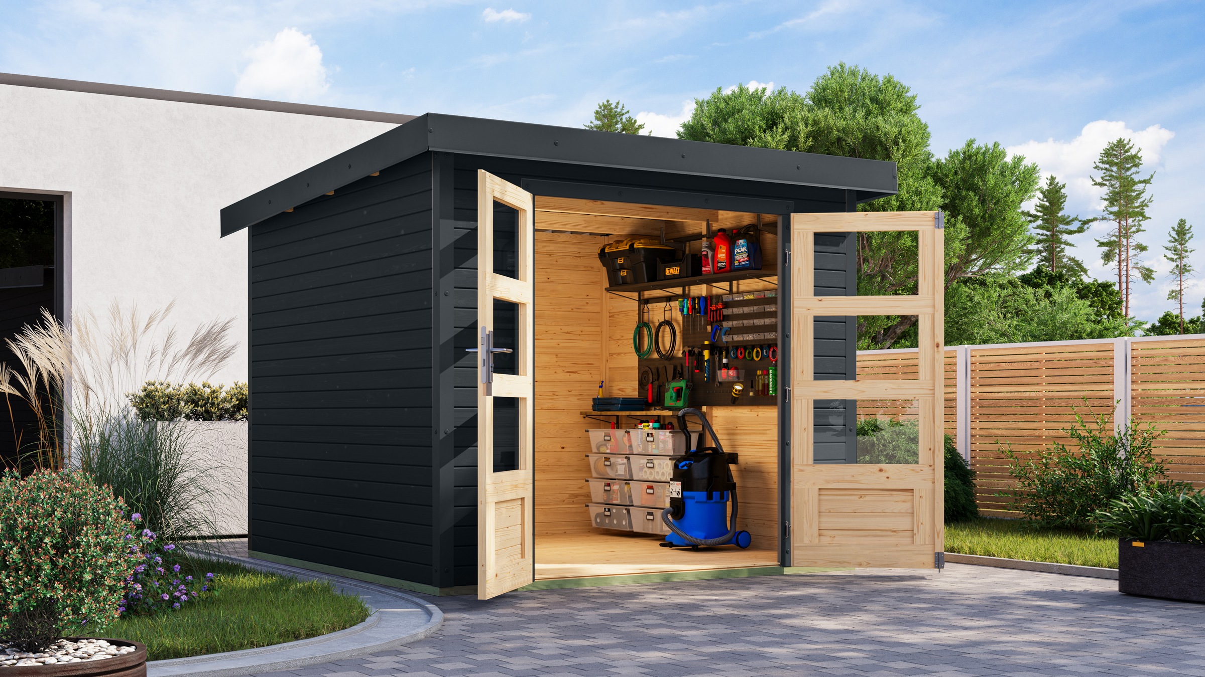 KARIBU Gartenhaus »Jupiter 3, 5 C« in verschiedenen Farben anthrazit/anthrazit 0