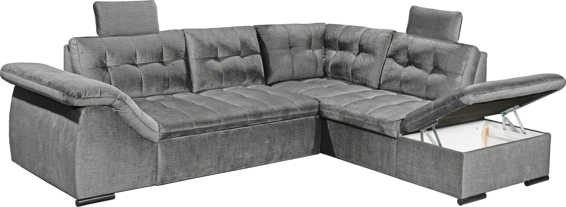 ED EXCITING DESIGN Ecksofa »Estrella L-Form« mit Bettfunktion, Bettkasten, Armteilverstellung & Kopfstützen