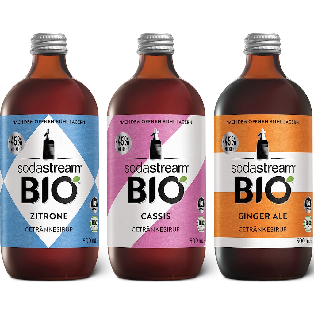 SodaStream Getränke-Sirup »BIO«, Zitrone, Cassis, Ginger Ale, 0,5 l, (3 Flaschen)