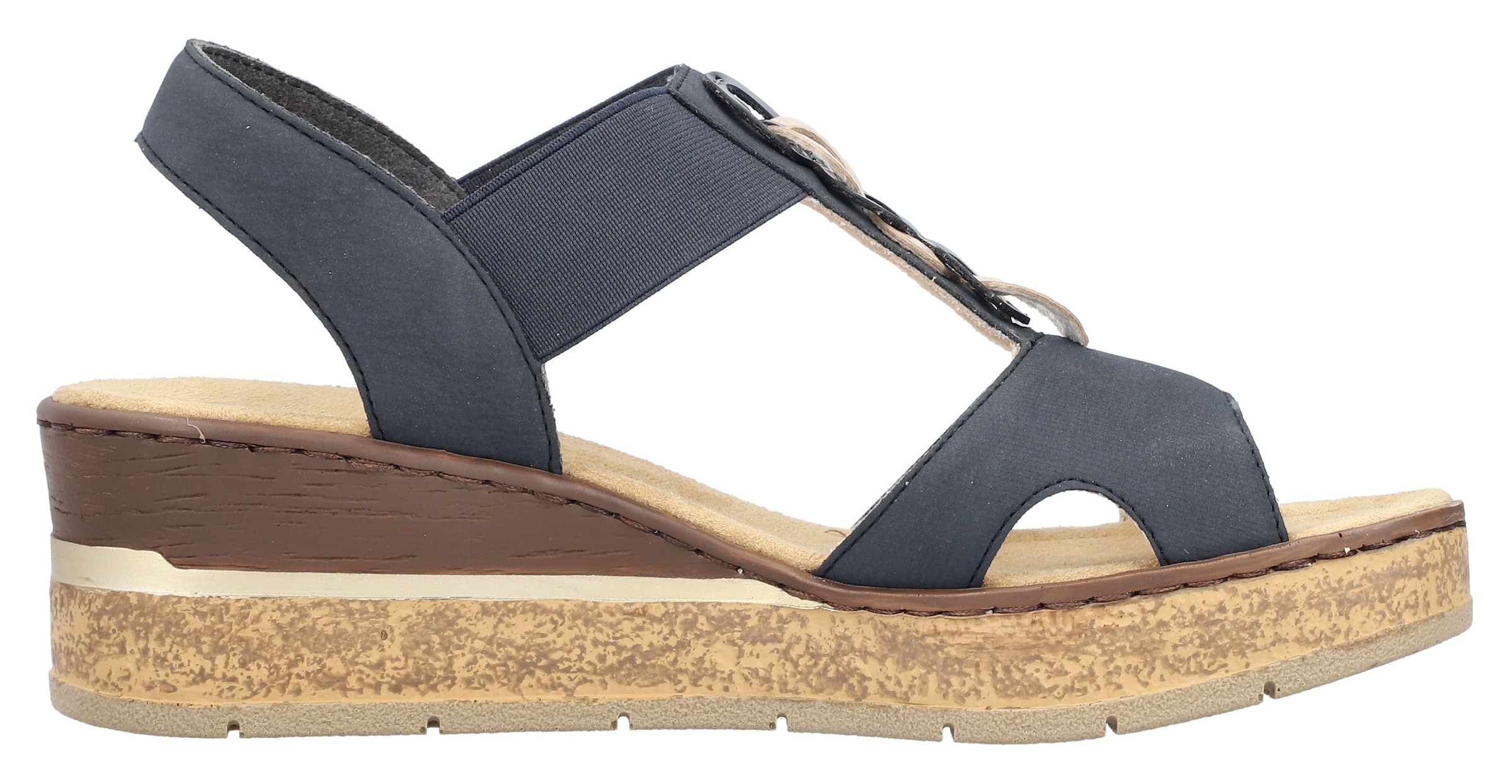 Rieker Keilsandalette  Sommerschuh, Sandale, Plateausandale mit Gummizug für guten Sitz