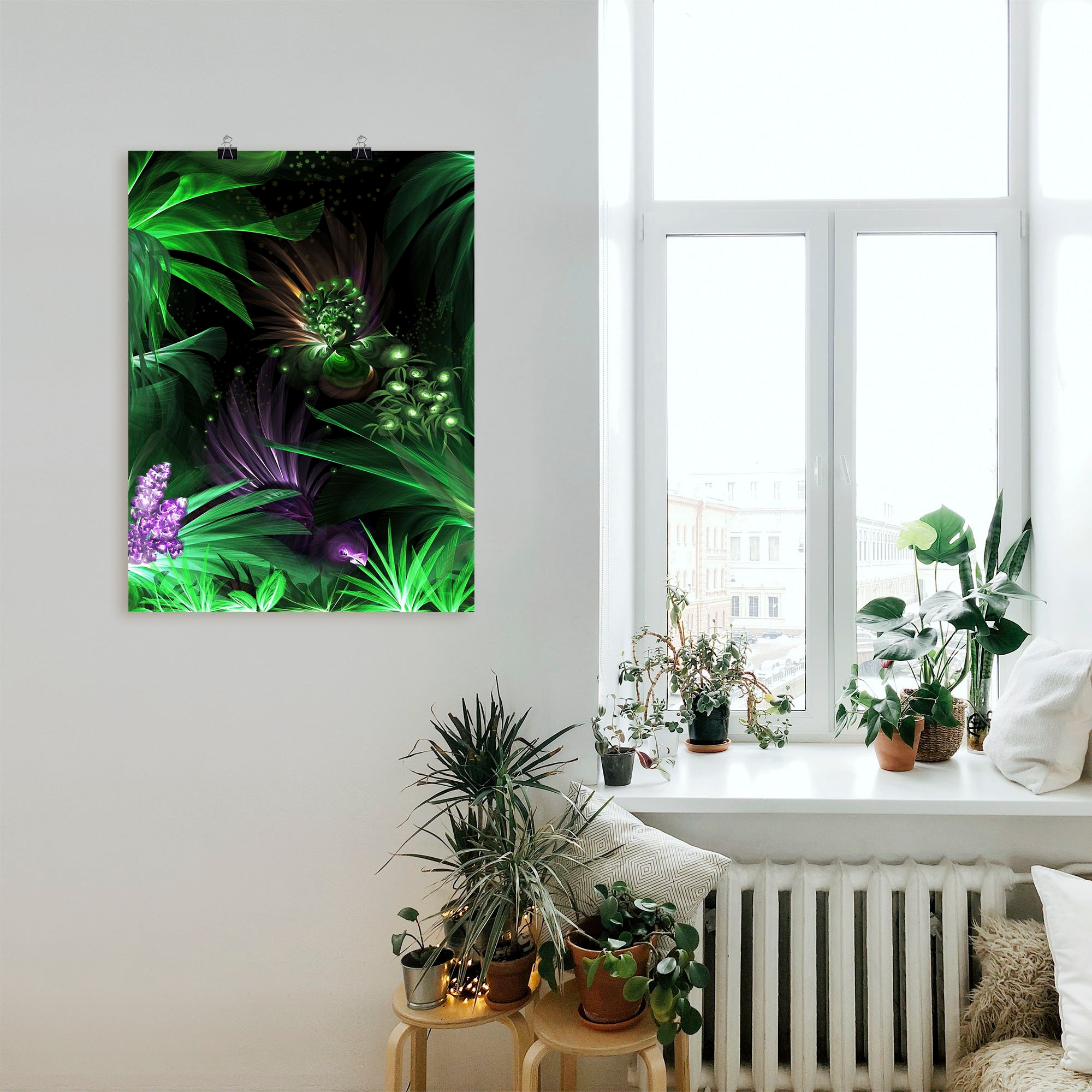 Artland Poster »Paradiesvögel im Wald«, Waldbilder, (1 St.), als Alubild, Leinwandbild, Wandaufkleber oder Poster in versch. Größen