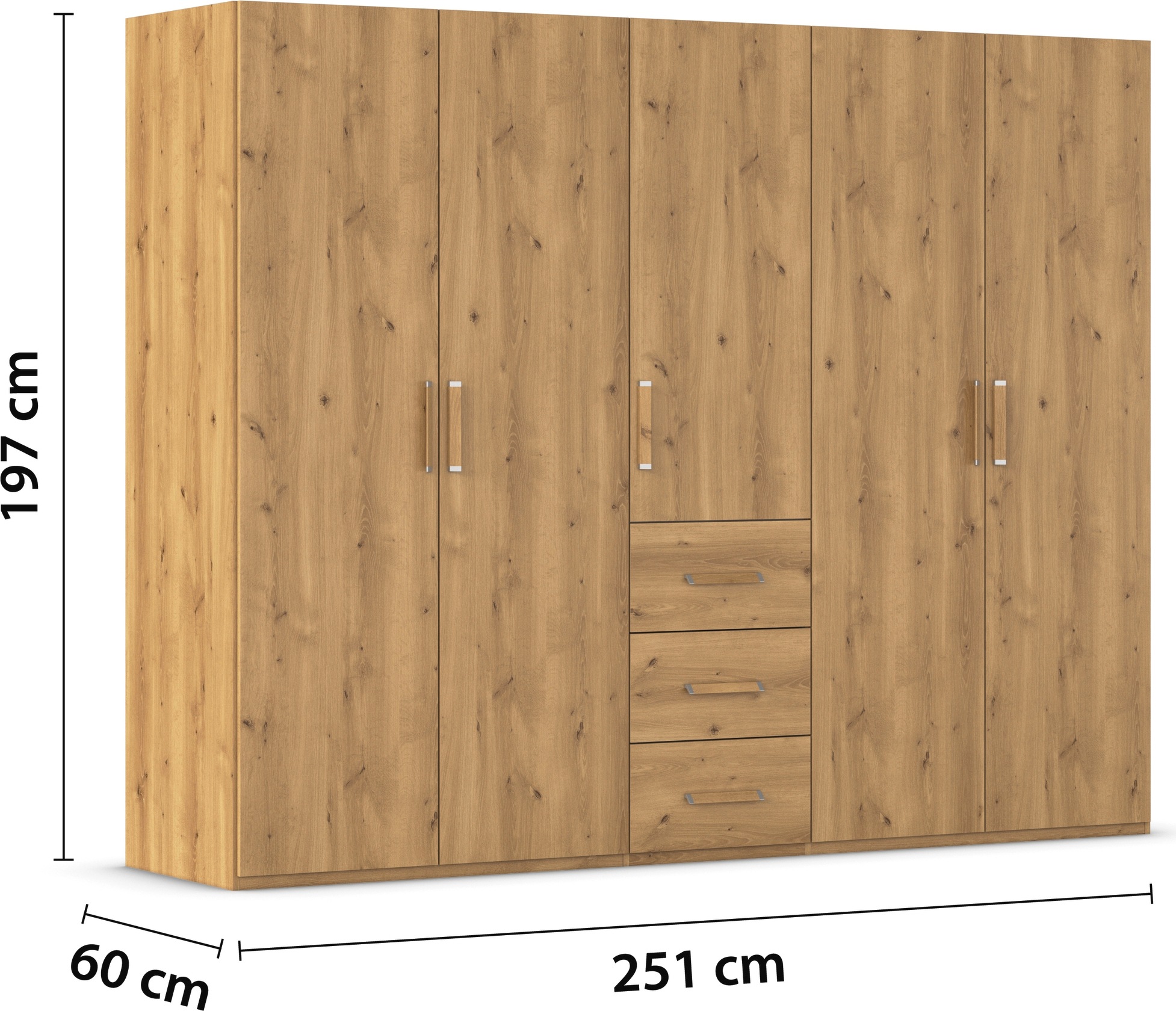 rauch Drehtürenschrank »Kleiderschrank Schrank Garderobe Schlafzimmerschrank EVELYN«, (in 2 Höhen 197 oder 210 cm erhältlich), in elegantem Stil mit Schubladen 3 Breiten und 2 Höhen MADE IN GERMANY
