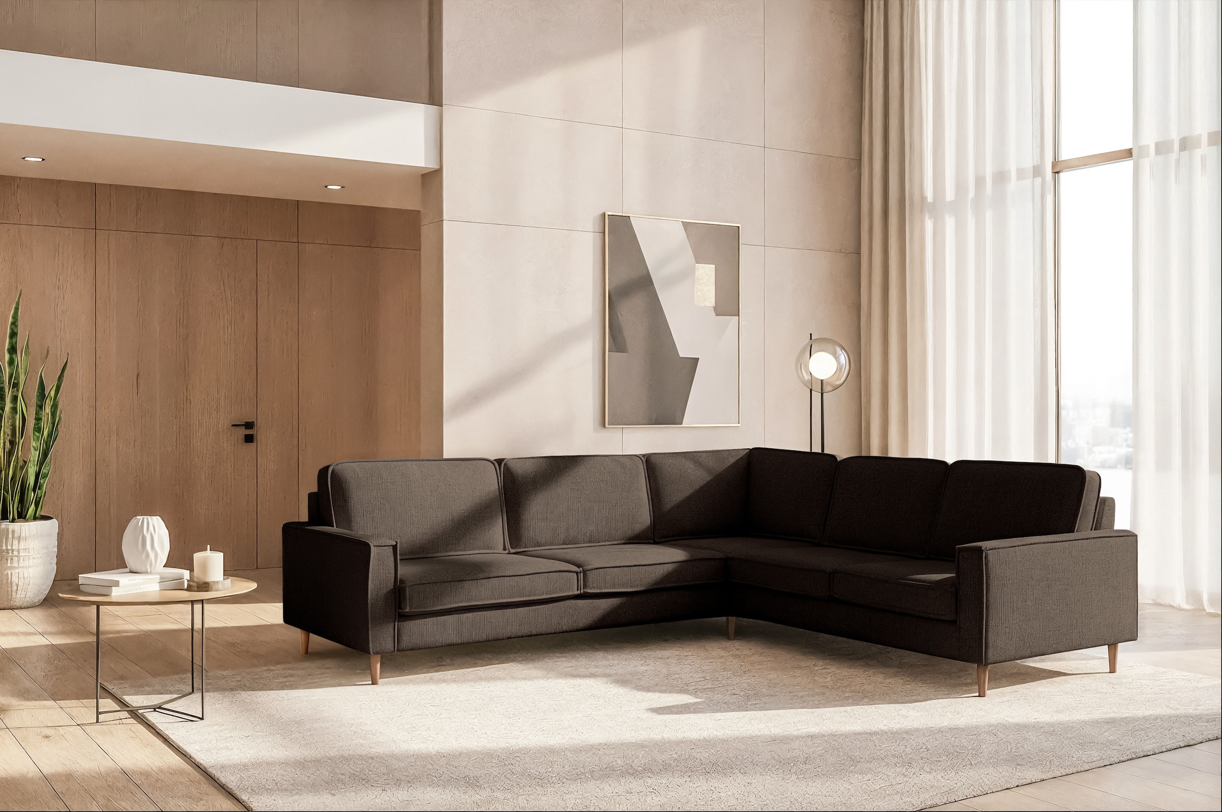 Home affaire Ecksofa »Pinto Skandi, 290 cm, Chenille, Struktur, Ottomane li günstig online kaufen