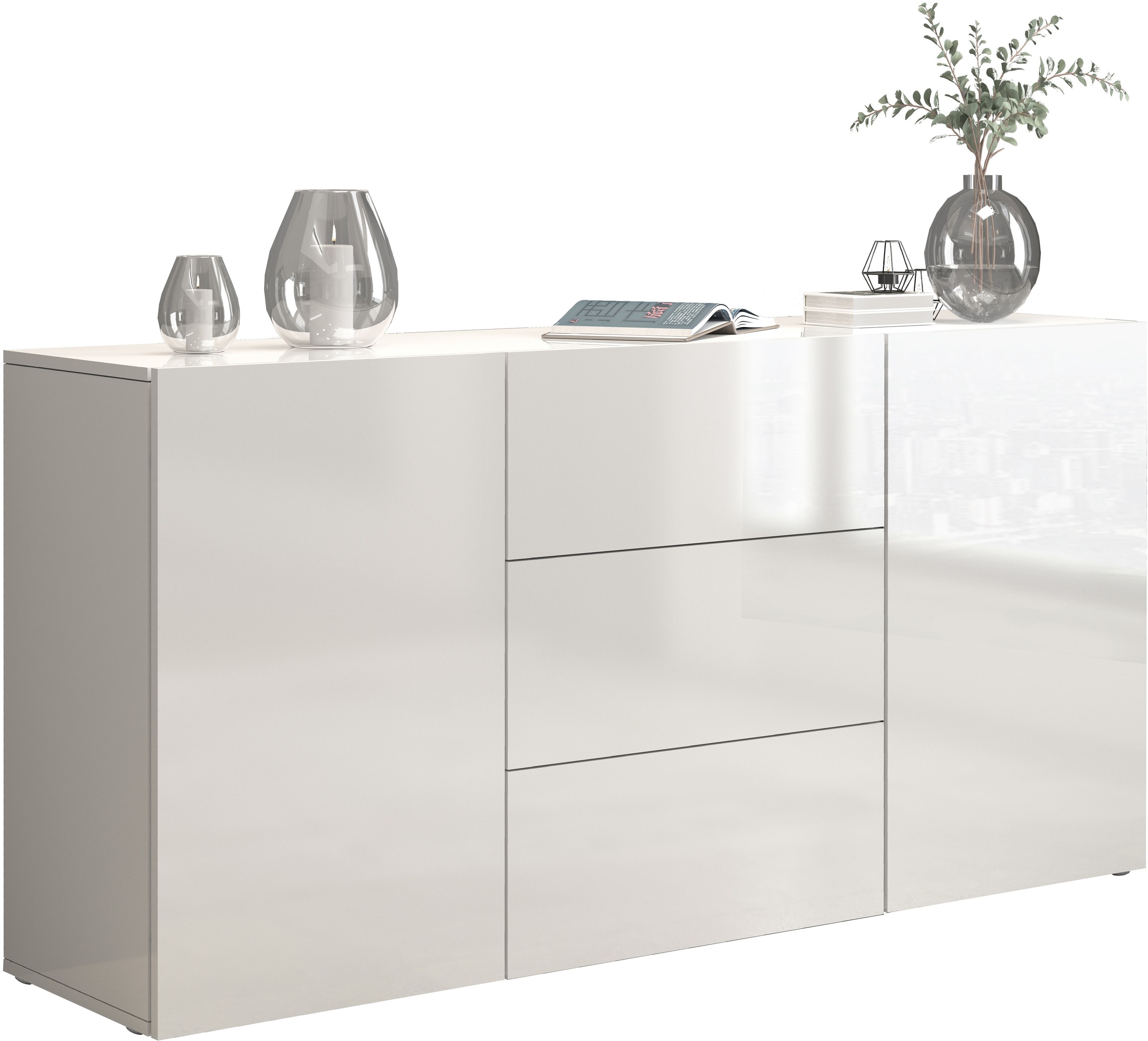 INOSIGN Sideboard »Egypt, Kommode, Schrank, Kredenz, grifflos«, 2 Türen, 3 Schubkästen, kompl. Hochglanz lackiert Breite 160