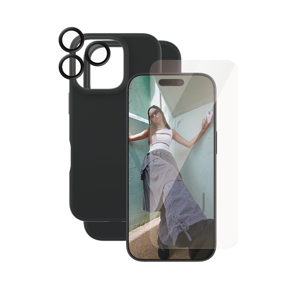 CARE by PanzerGlass Displayschutzglas »3-in-1 Protection, Glass, Case, Lenscover«, für Apple iPhone 16 Pro, Displayschutzfolie, Schutzfolie, Bildschirmschutz, kratz- & stoßfest