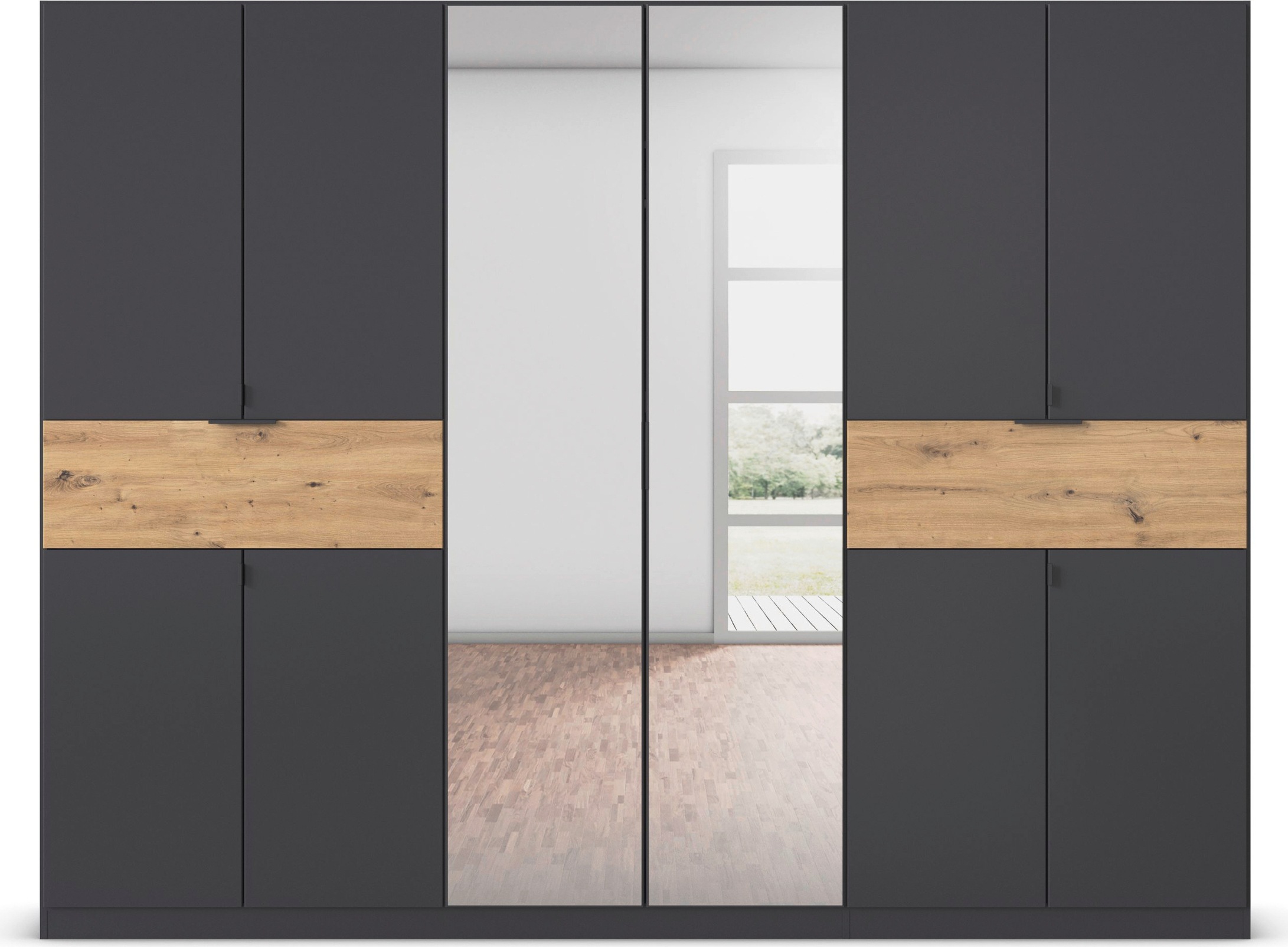 rauch Drehtürenschrank »Kleiderschrank Schrank Garderobe Wäscheschrank TICAO«, (Schubladen in der Höhe variabel positionierbar), mit 2 geräumigen Schubladen, viel Stauraum MADE IN GERMANY