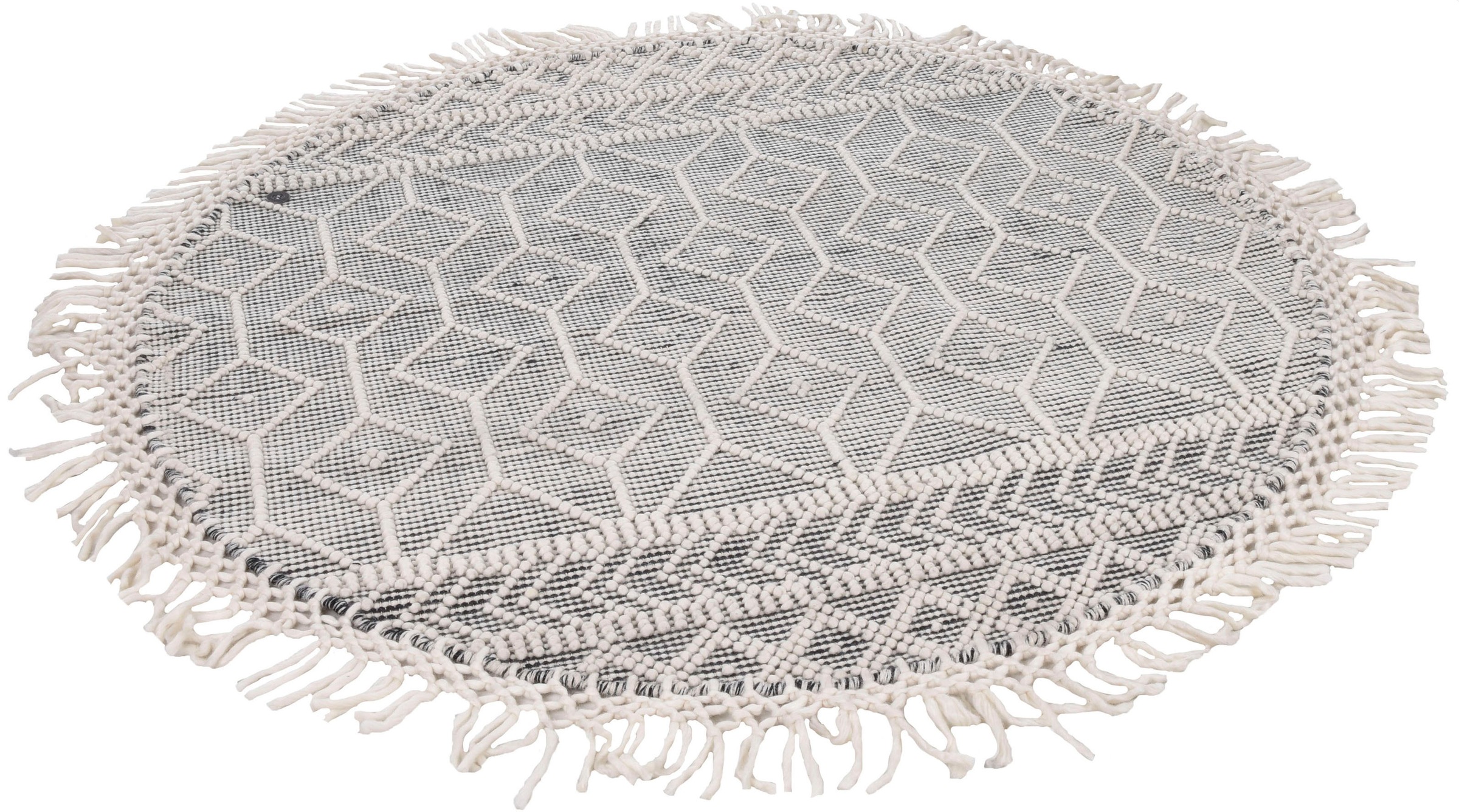 TOM TAILOR HOME Teppich »Colored Macrame«, rund, 10 mm Höhe, Handweb Teppich, reine Wolle, handgewebt, mit Fransen, Scandi Design