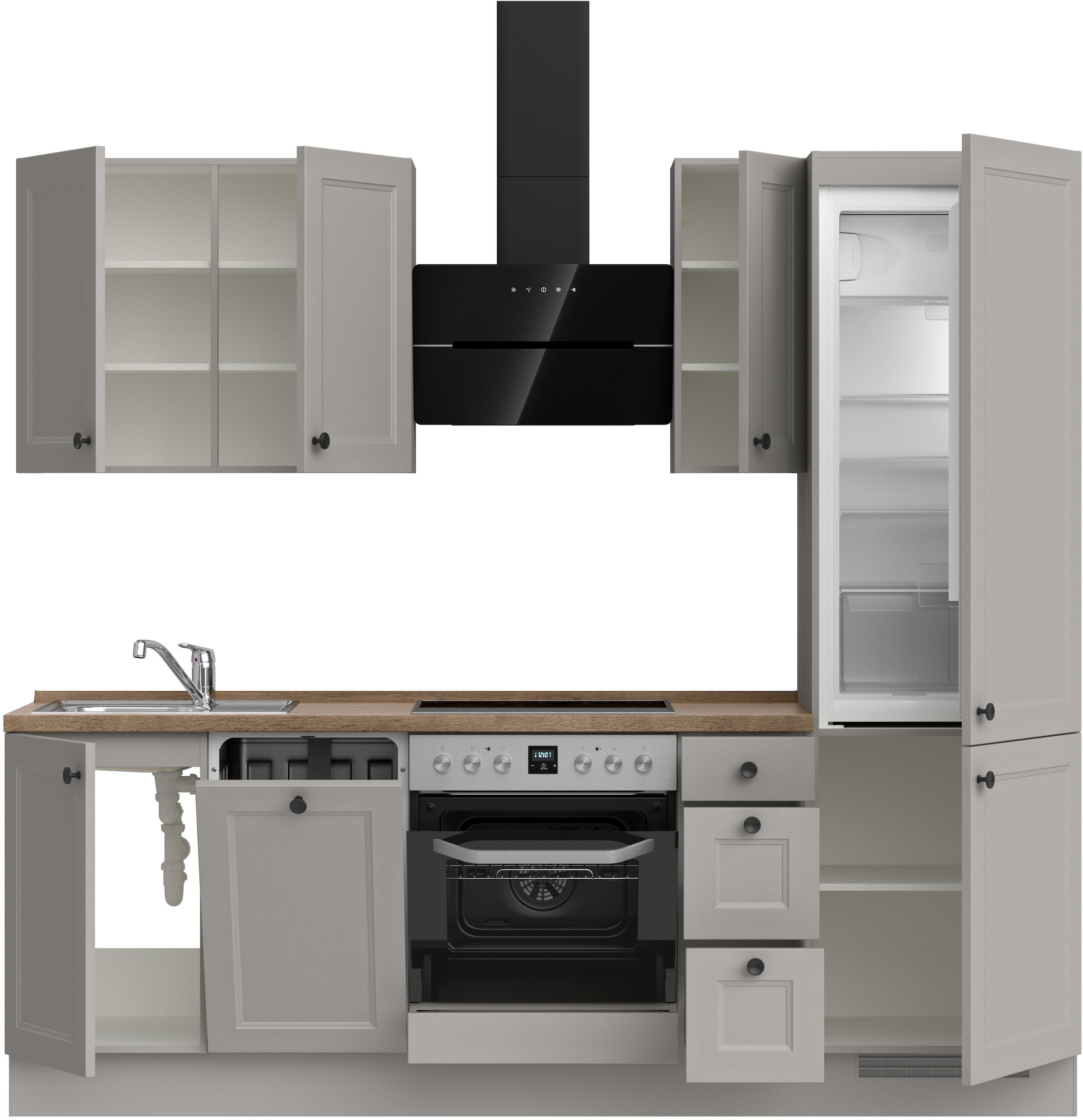 nobilia® Küchenzeile »"Cascada II"« vormontiert, Breite 240 cm, Ausrichtung wählbar, wahlw. mit E-Geräten