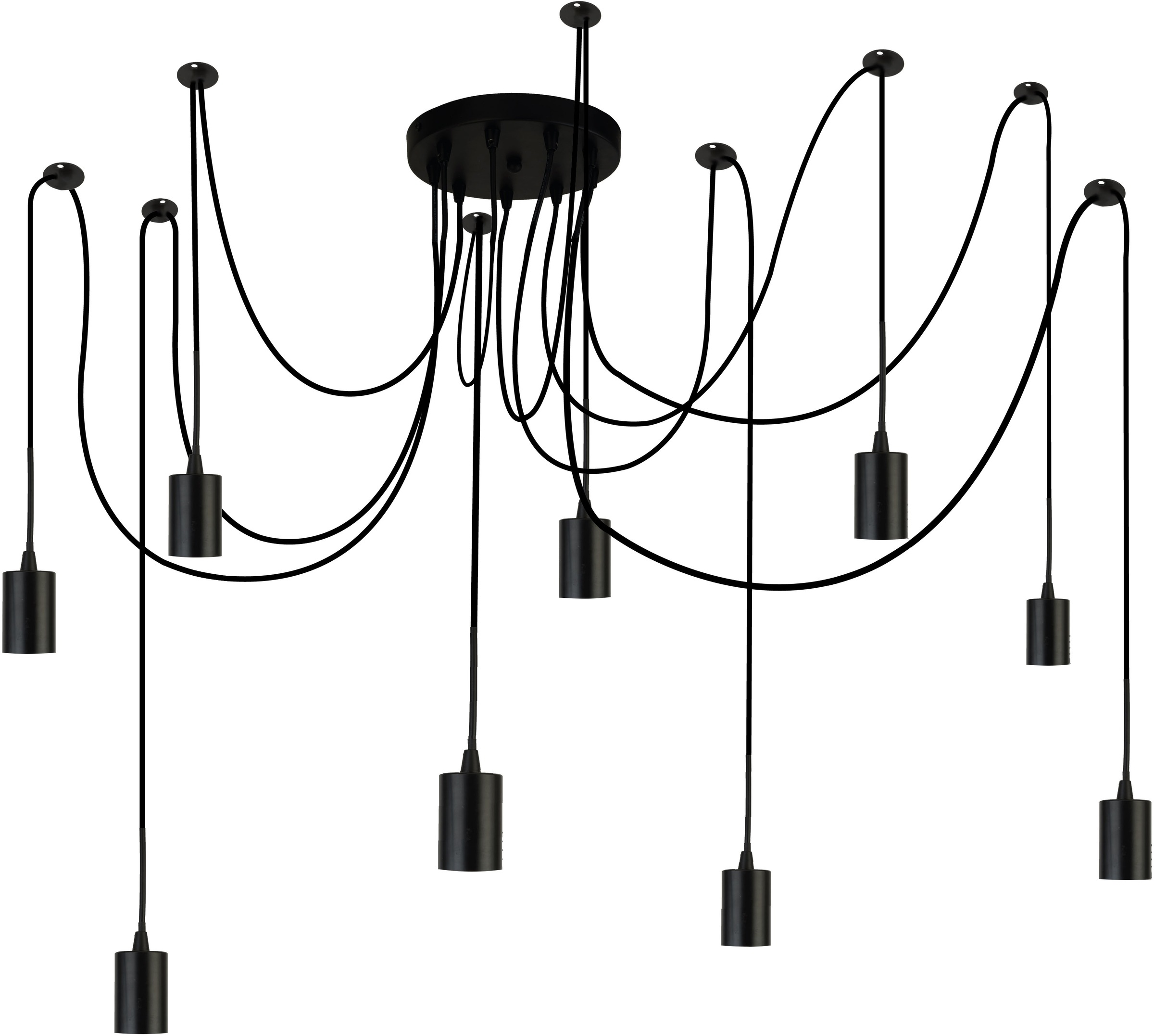 Searchlight Hängeleuchte »Squiggle 9Lt Pendant - Black Metal & Cables« E27 1 Stk.