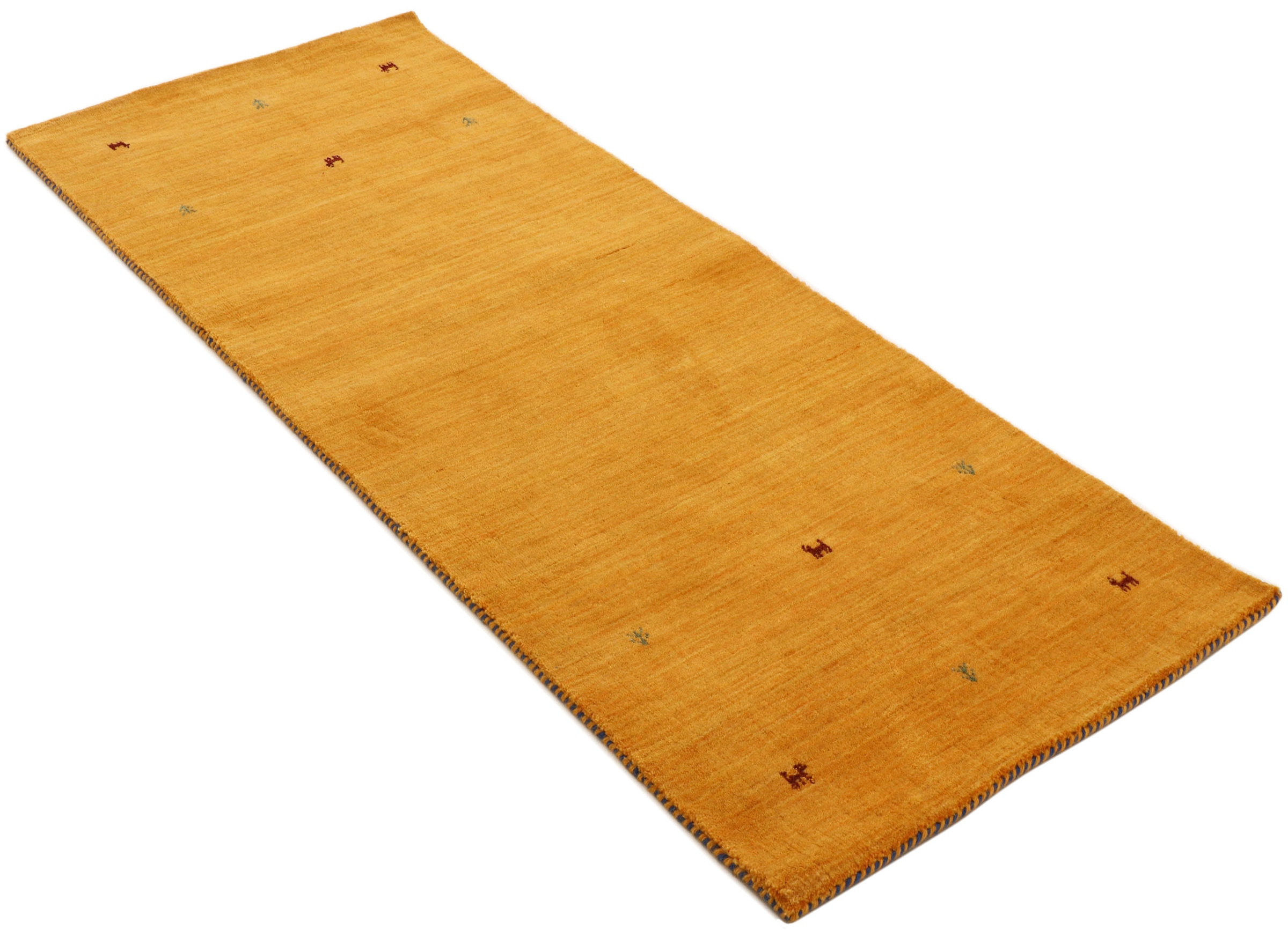 carpetfine Wollteppich »Gabbeh Uni, auch als Läufer erhältlich«, rechteckig, 15 mm Höhe, reine Wolle, handgewebt, Gabbeh Loom Tiermotiv, große Farbauswahl