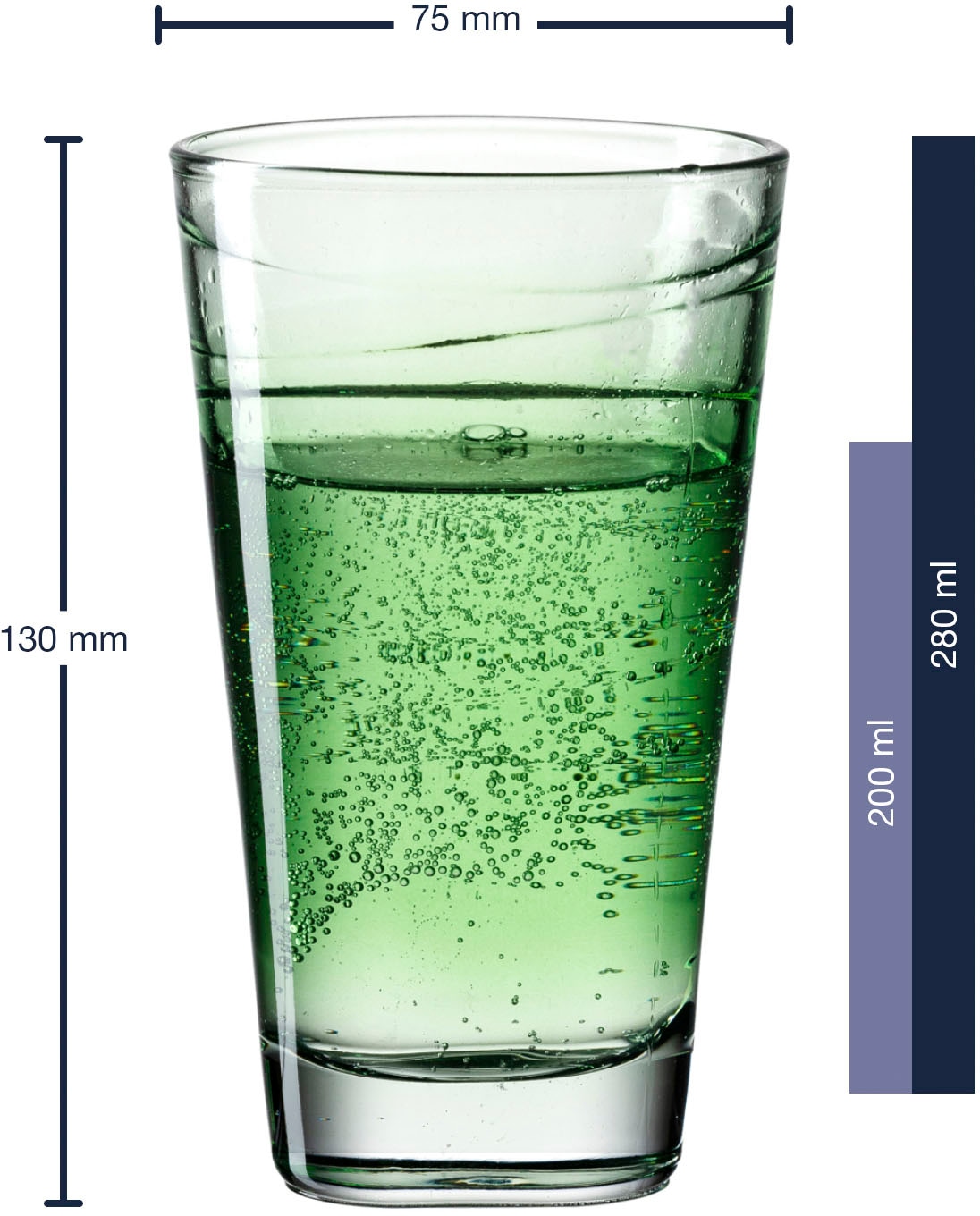 LEONARDO Longdrinkglas »VARIO STRUTTURA«, (Set, 6 tlg.), 280 ml, 6-teilig