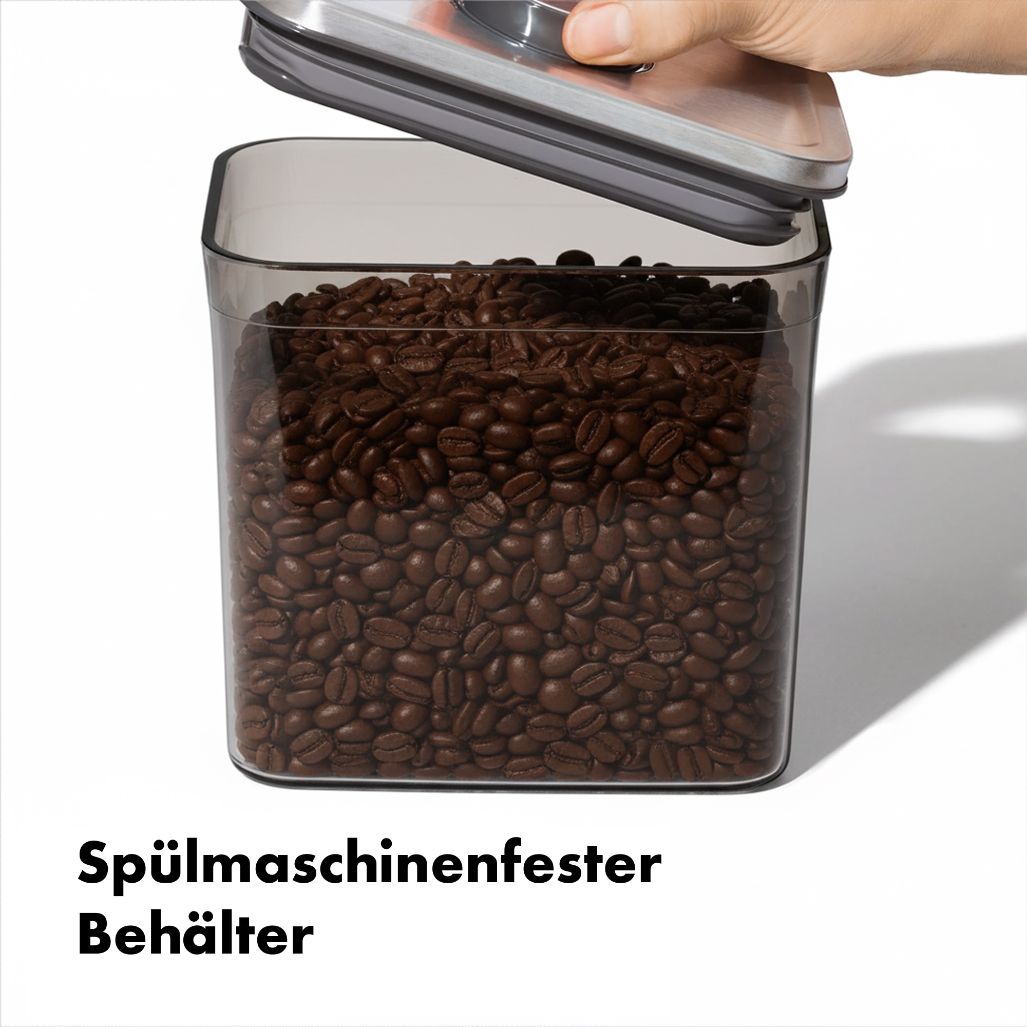 OXO SteeL Aufbewahrungssystem »Steel Coffee POP‑Behälter mit Dosierlöffel« getönter Behälter schützt den Kaffee vor UV-Licht