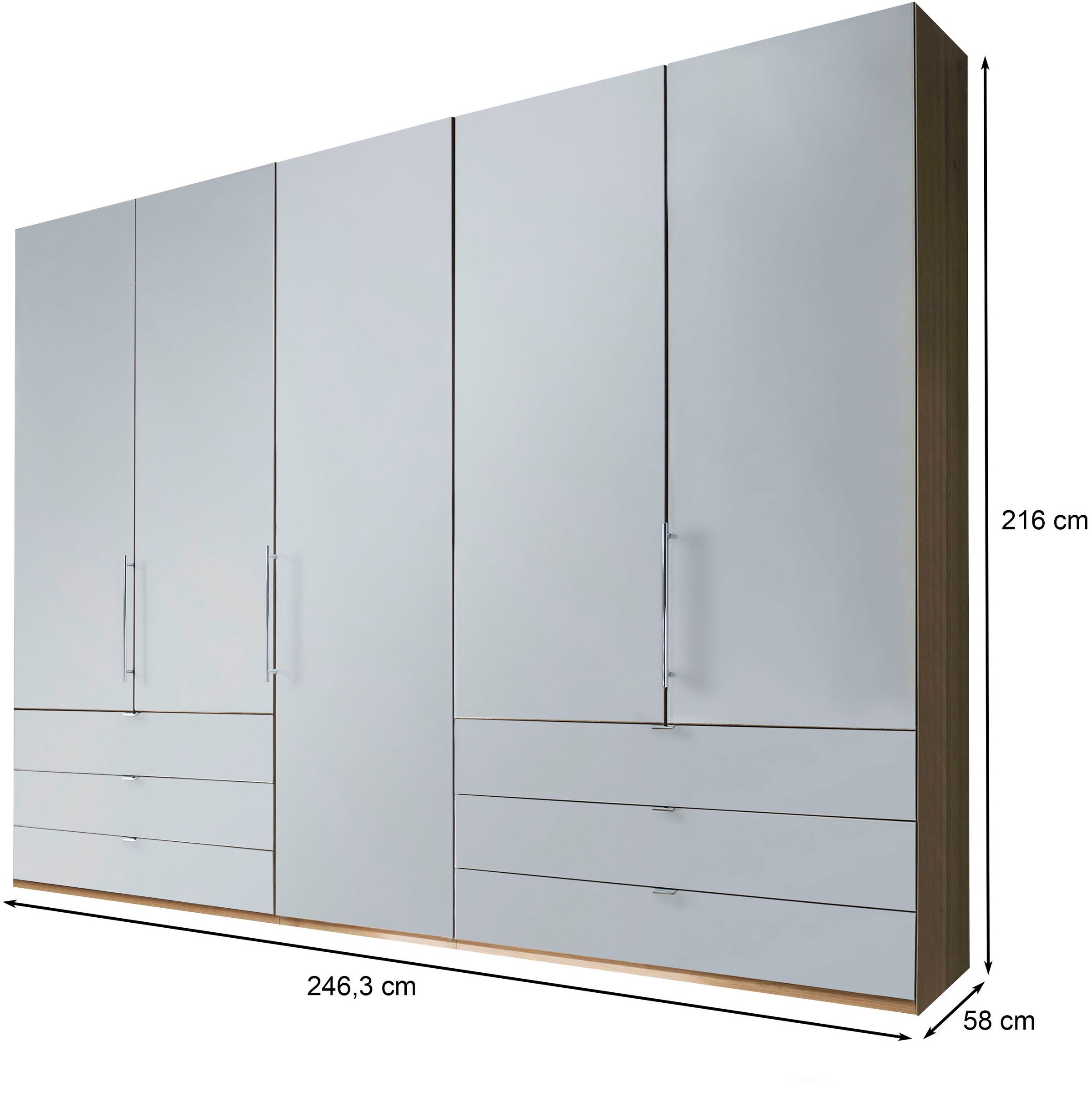 WIEMANN Falttürenschrank »Loft, in stilvoller Optik, Made in Germany«, widerstandsfähige Glasfronten, geräuscharme Türen, mit Panoramaöffnung