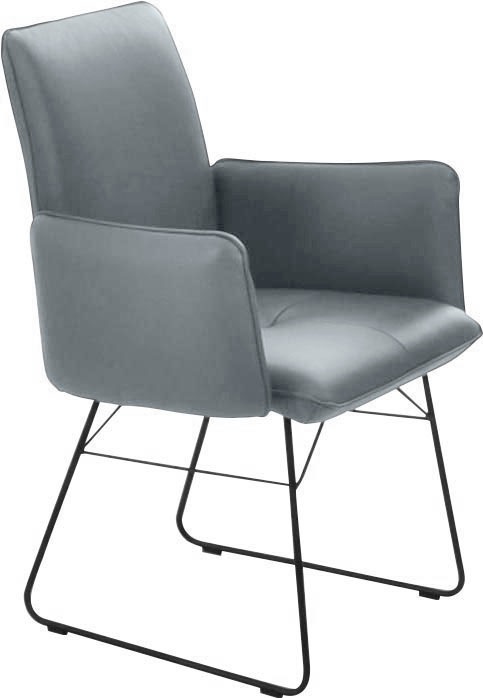 K+W Komfort & Wohnen Armlehnstuhl, 1 St., Leder CLOUD, Drahtkufengestell in Metall schwarz, Griff am Rücken, Steppung im Sitz
