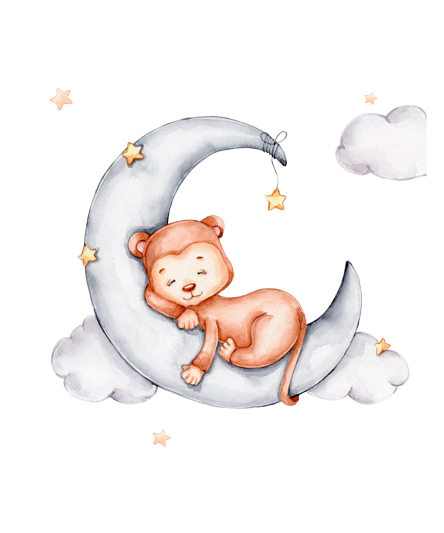 Lüttenhütt Poster »Schlafender Affe auf Mond mit Sternen«, Affen-Affenbilder-Fantasy-Tiere, (1 St.), HD Premium Druck