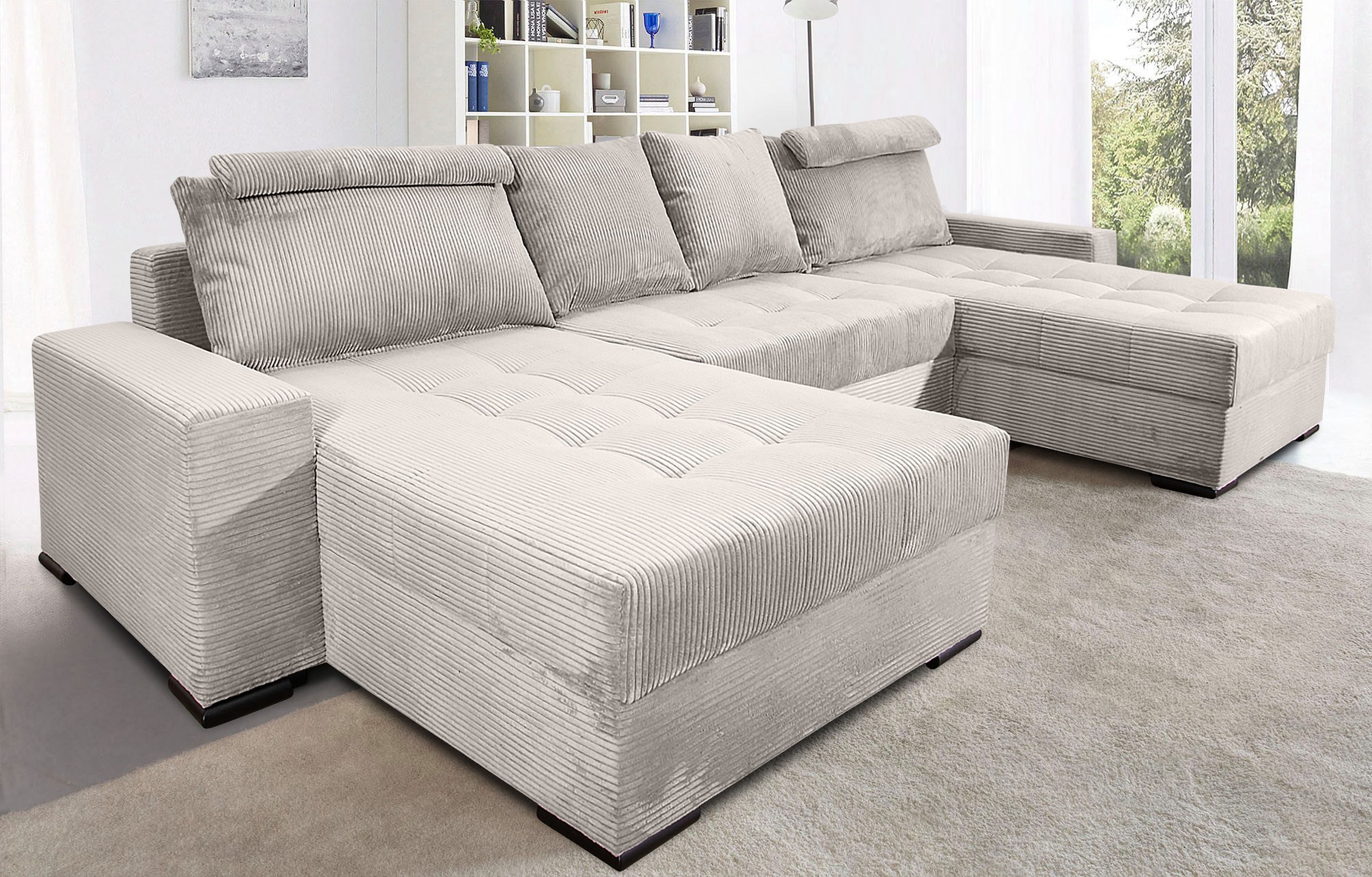 COLLECTION AB Wohnlandschaft »XXXL-Josy Relax U-Form Breite 352 cm, mit 2 gleich großen Recamieren«, inkl. Bettfunktion, Bettkasten, mit 4 Rückenkissen in zwei Größen
