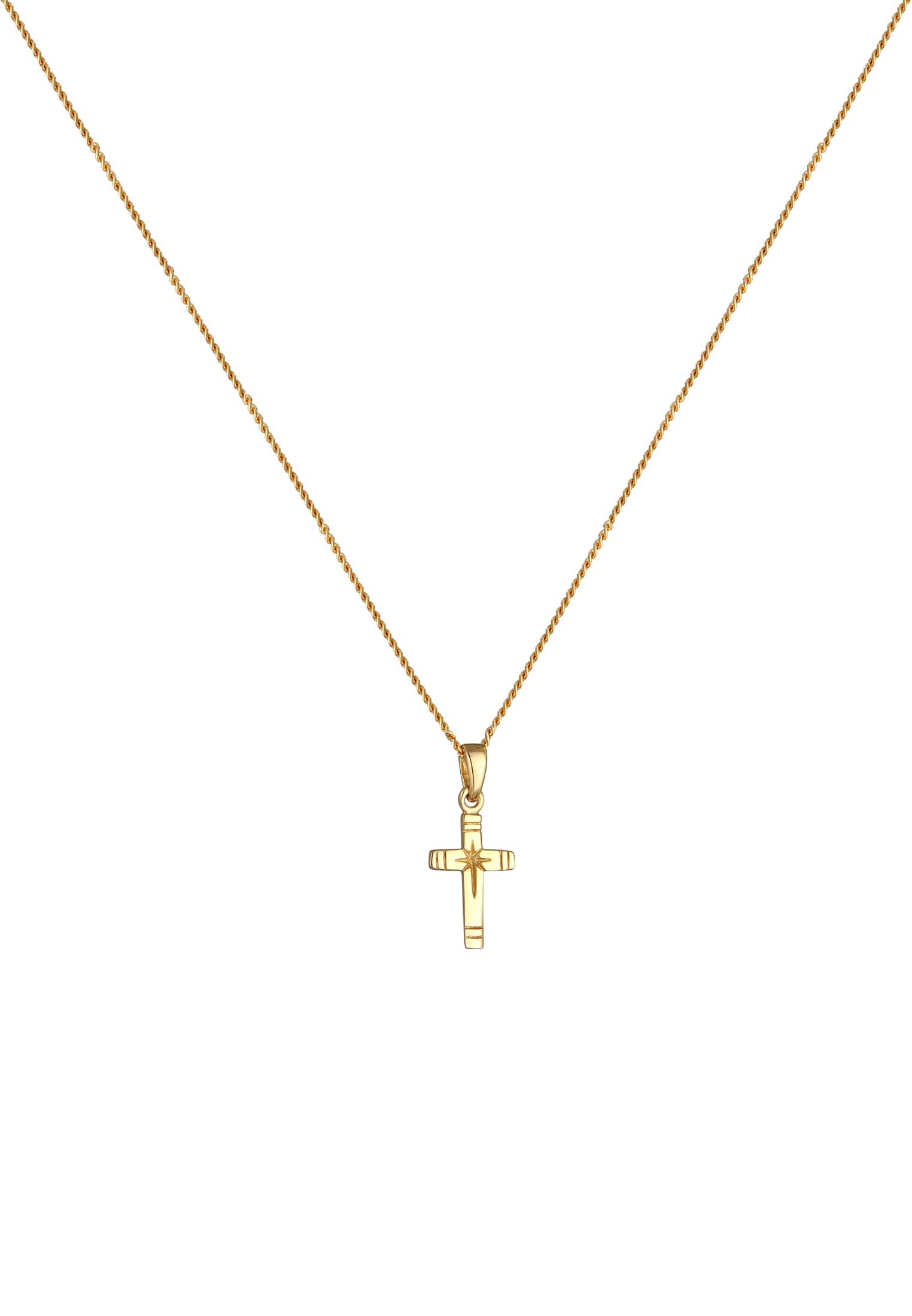 Elli Premium Kette mit Anhänger »Kreuz Anhänger 585 Gelbgold«