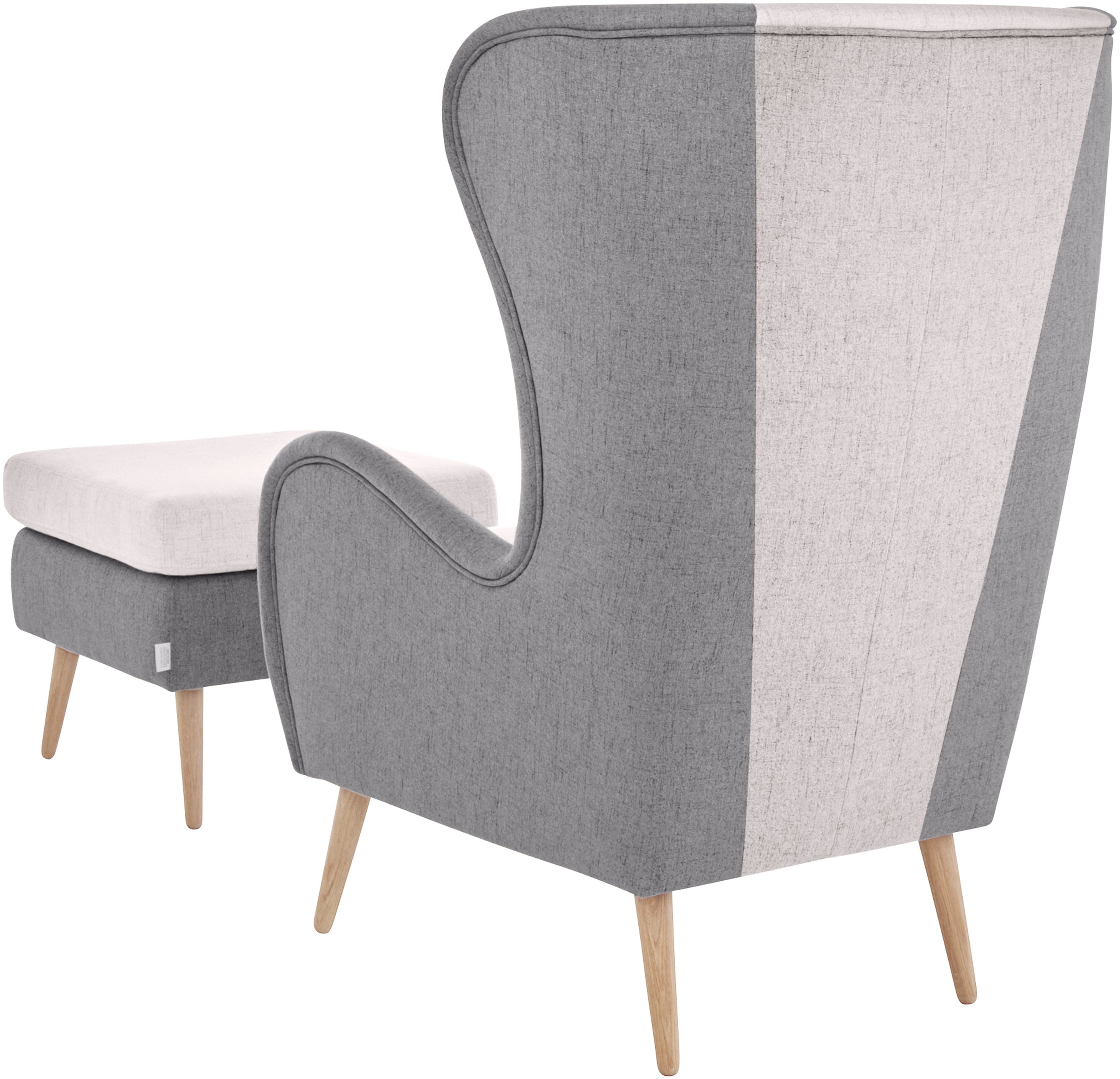 Guido Maria Kretschmer Home&Living Sessel »Salla Bezug Bouclé oder Struktur fein, Ohrensessel«, wahlweise mit oder ohne Hocker; großer Sessel: Maße B/T/H: 78/94/118cm