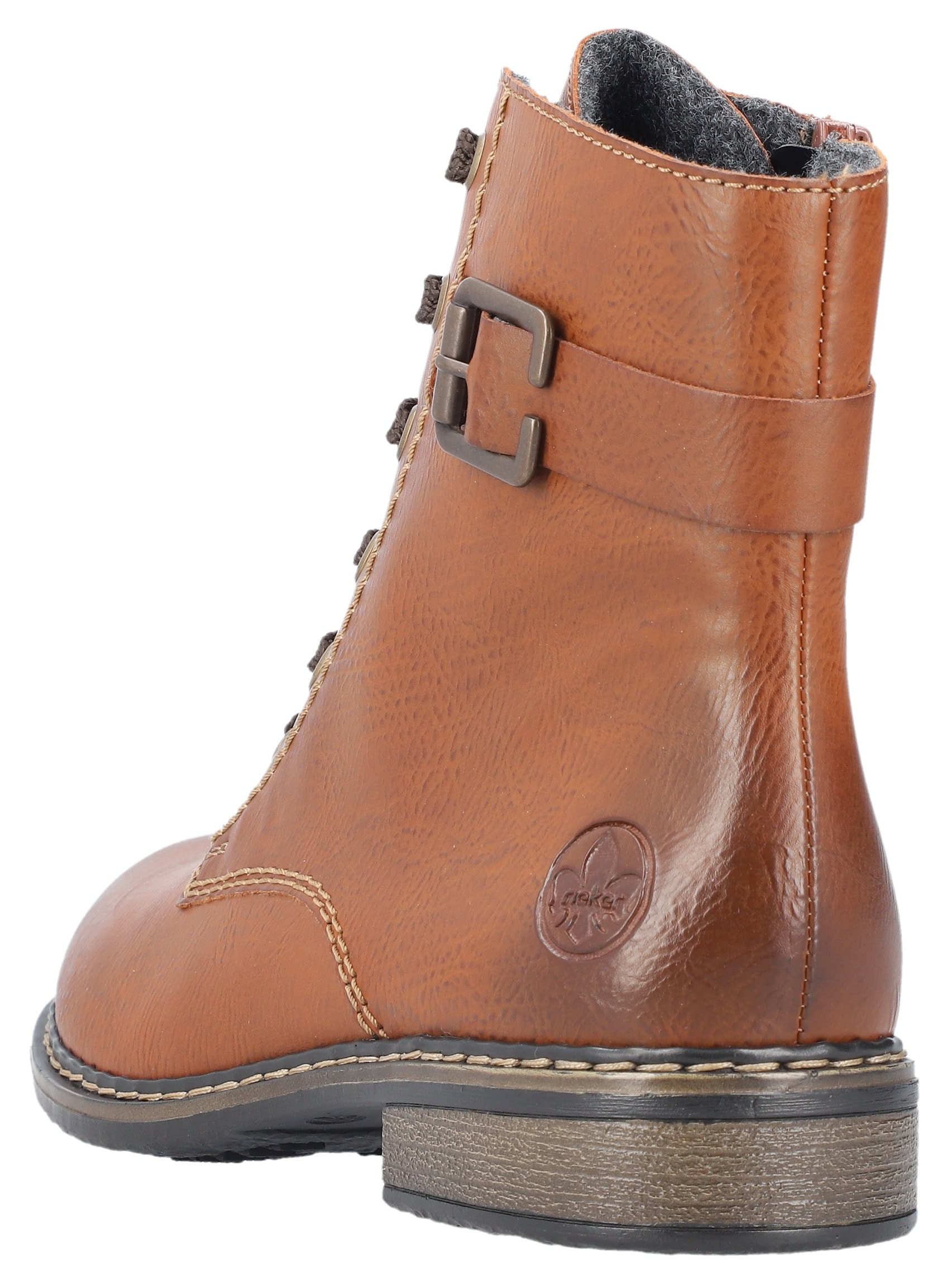 Rieker Schnürstiefelette, Schnürboots, Klassik-Boots, Blockabsatz, in Used-Optik