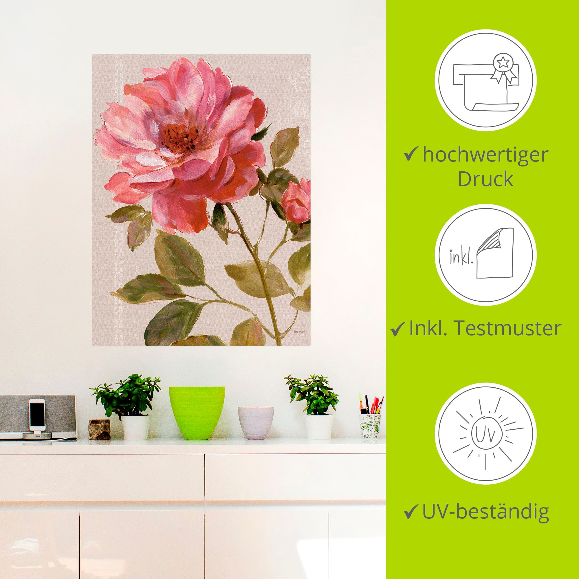 Artland Wandfolie »Harmonische Rosen«, Blumen, (1 St.), selbstklebend