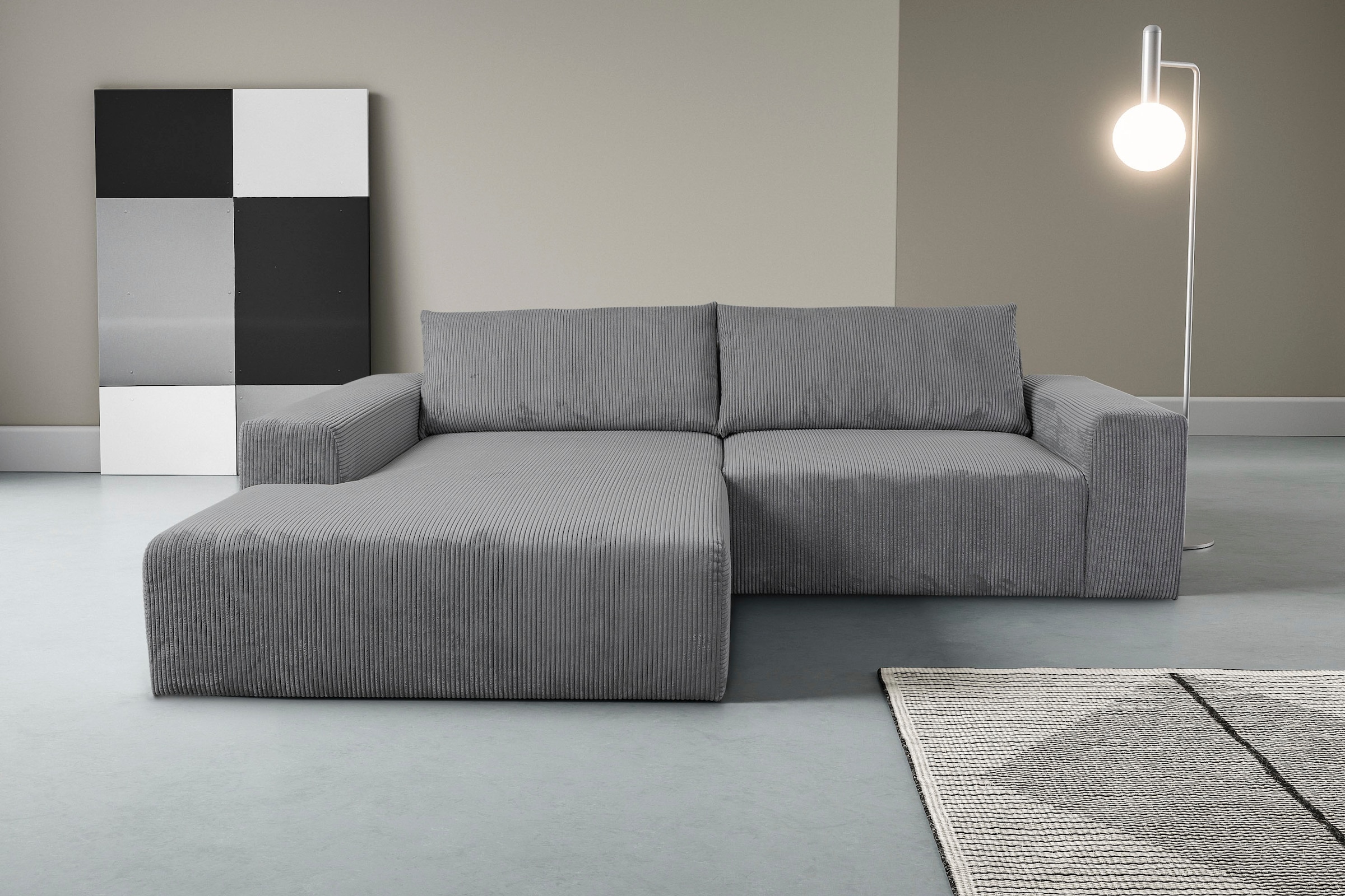 WERK2 Ecksofa »Rio 262 x 188 cm, modern & bequem, aktuelles Design, breite Armlehnen« Cord, L-Form