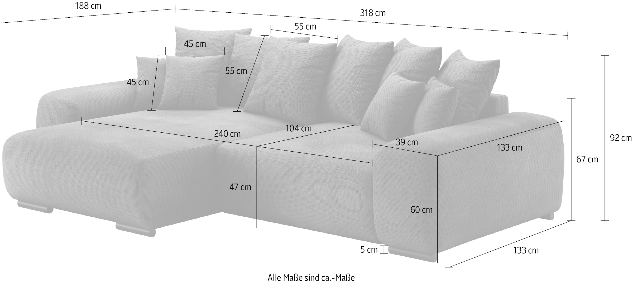 Mr. Couch Ecksofa »Sundance II, L-Form«, mit DuraSpring-Taschenfederkern bis 140 kg belastbar